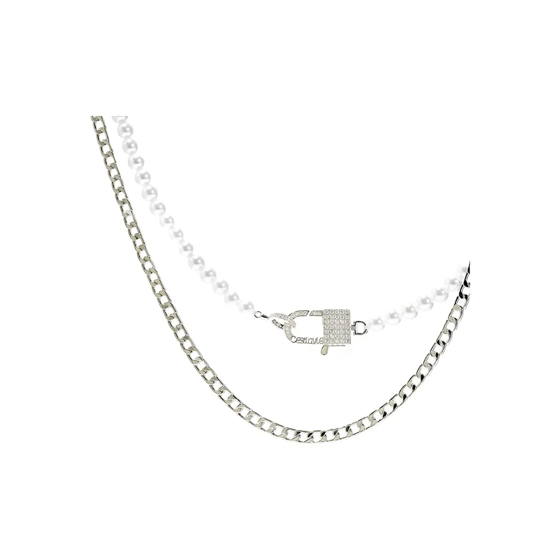 Retro Chic Латунь Белое Золото Покрытие Инкрустированное Жемчужная Раковина Двойное Ожерелье Женское