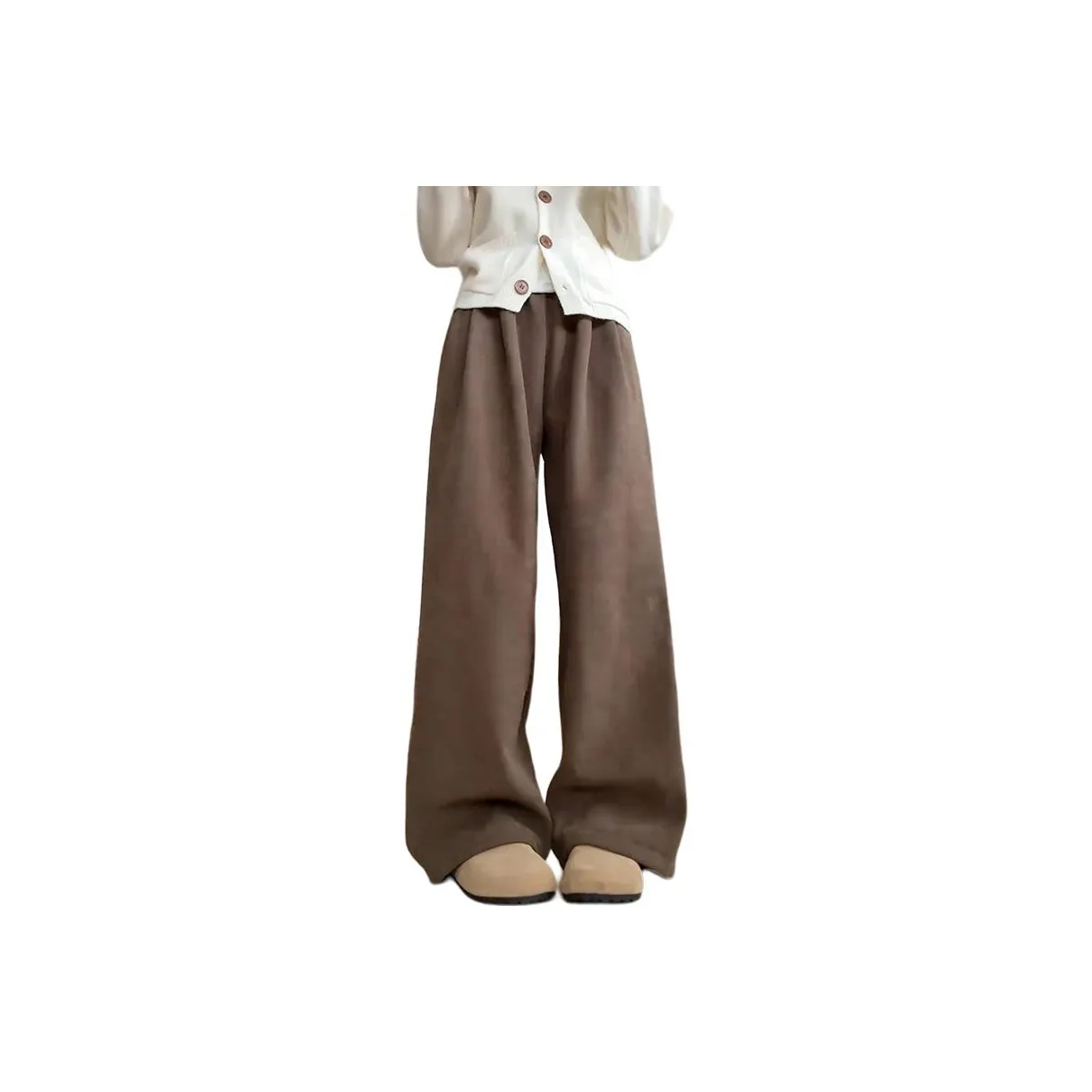 ZHULINGJI Кофе Утолщенные и с флисовой подкладкой брюки женские повседневные