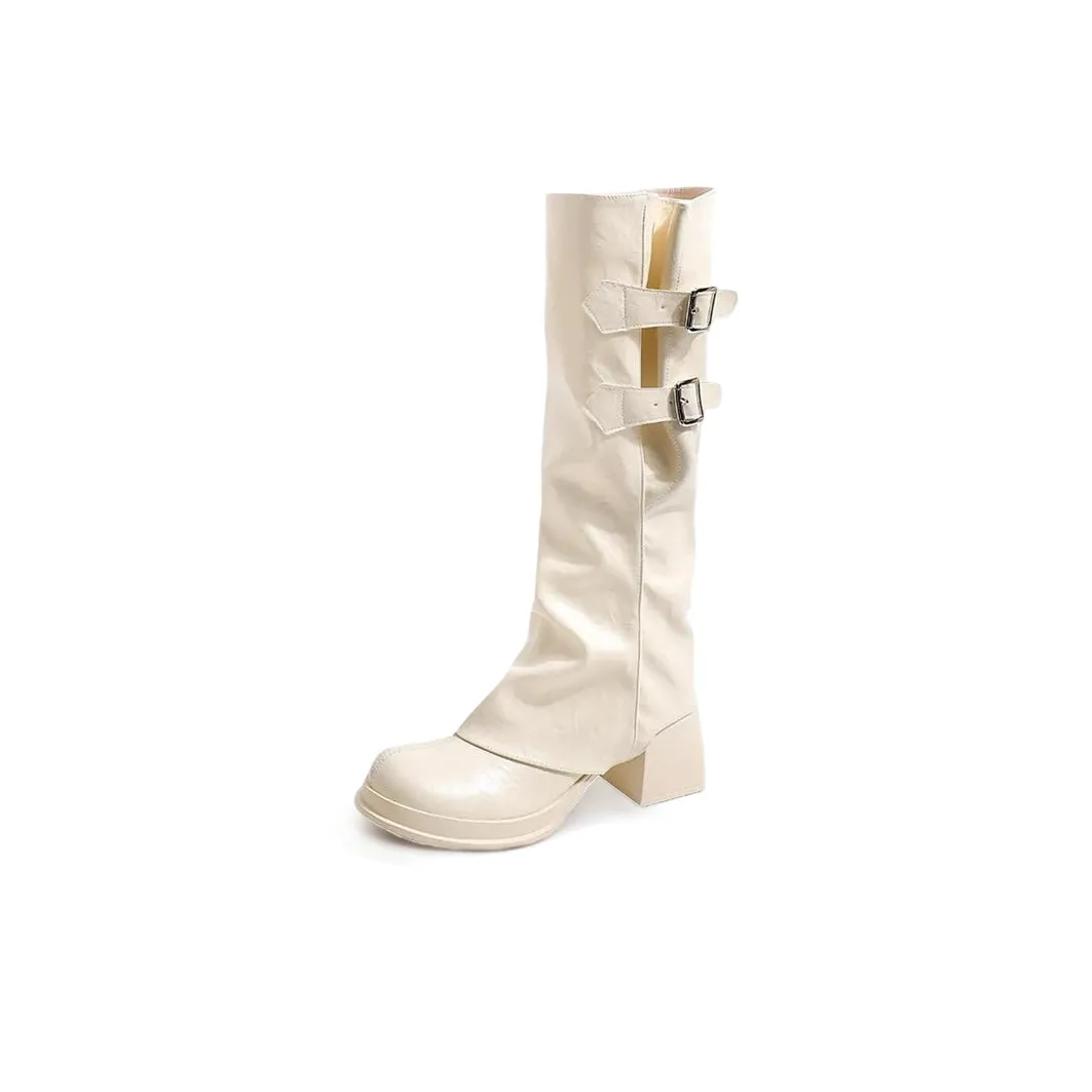 BEIER Высокие сапоги на щиколотку цвет экрю увеличение высоты 6 см женские