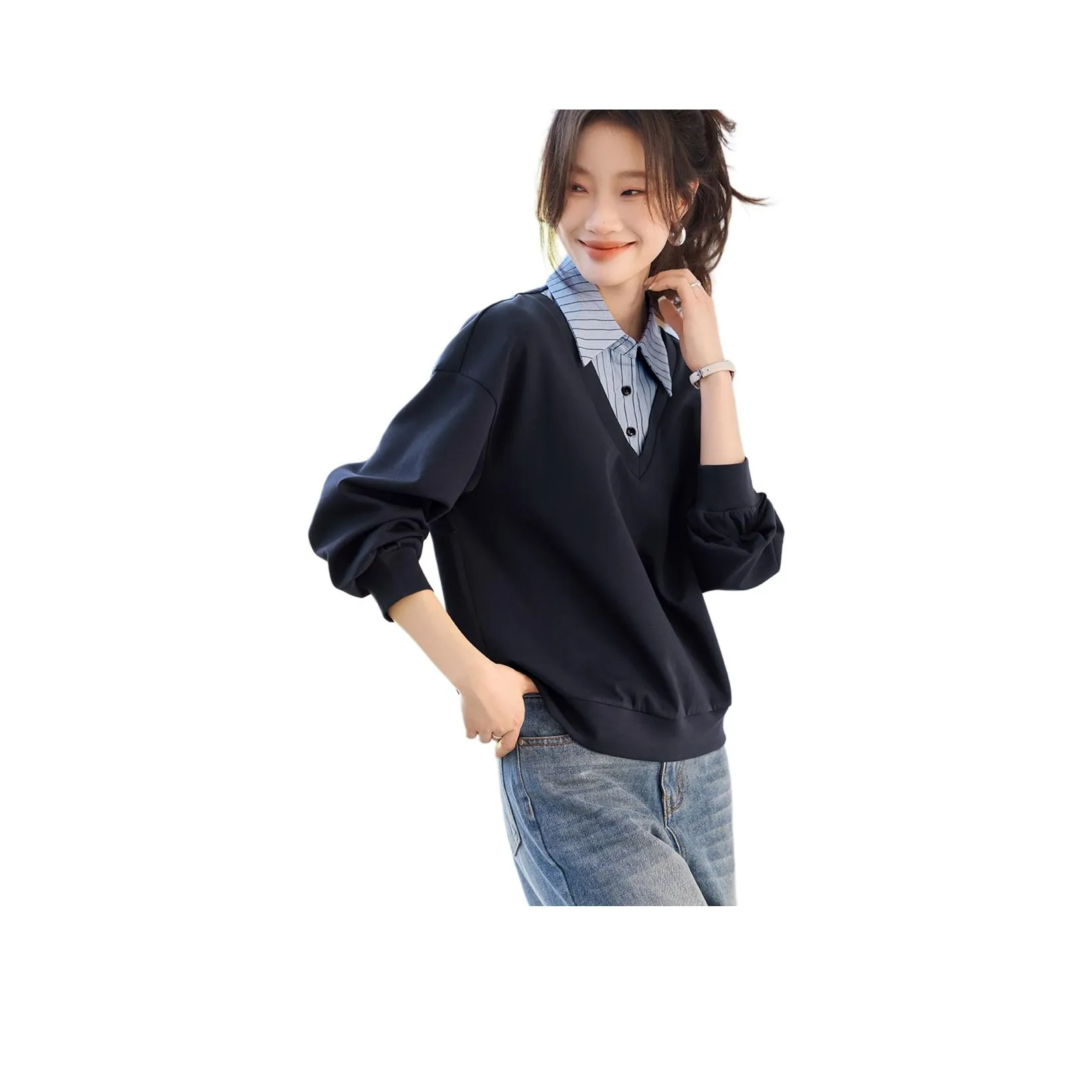 Mo Han Yi Mei Свитшот Женский Темно-синий