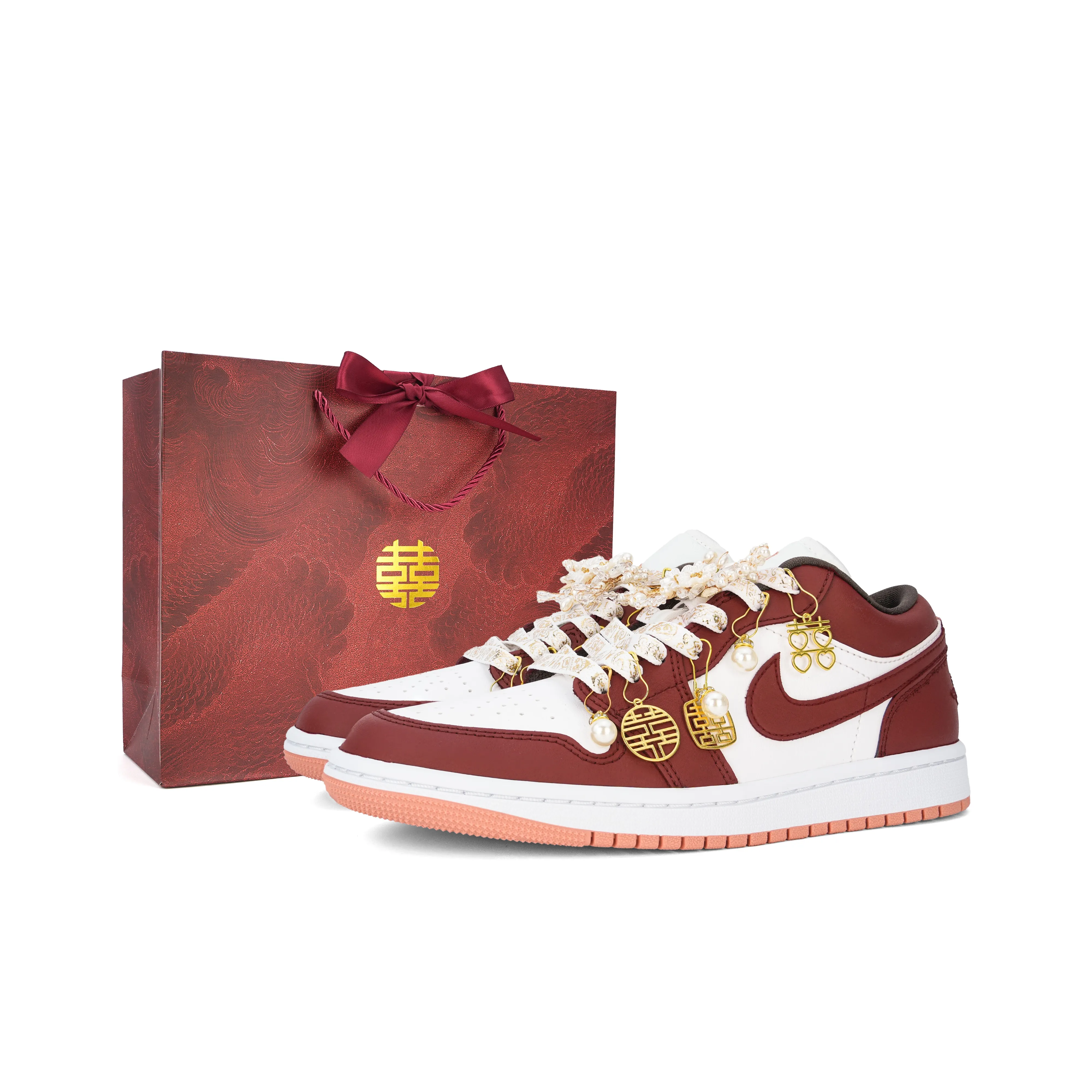 Jordan Air Jordan 1 Wedding Обувь Устойчивая к износу Низкий Топ Винтажные Баскетбольные Кроссовки Унисекс