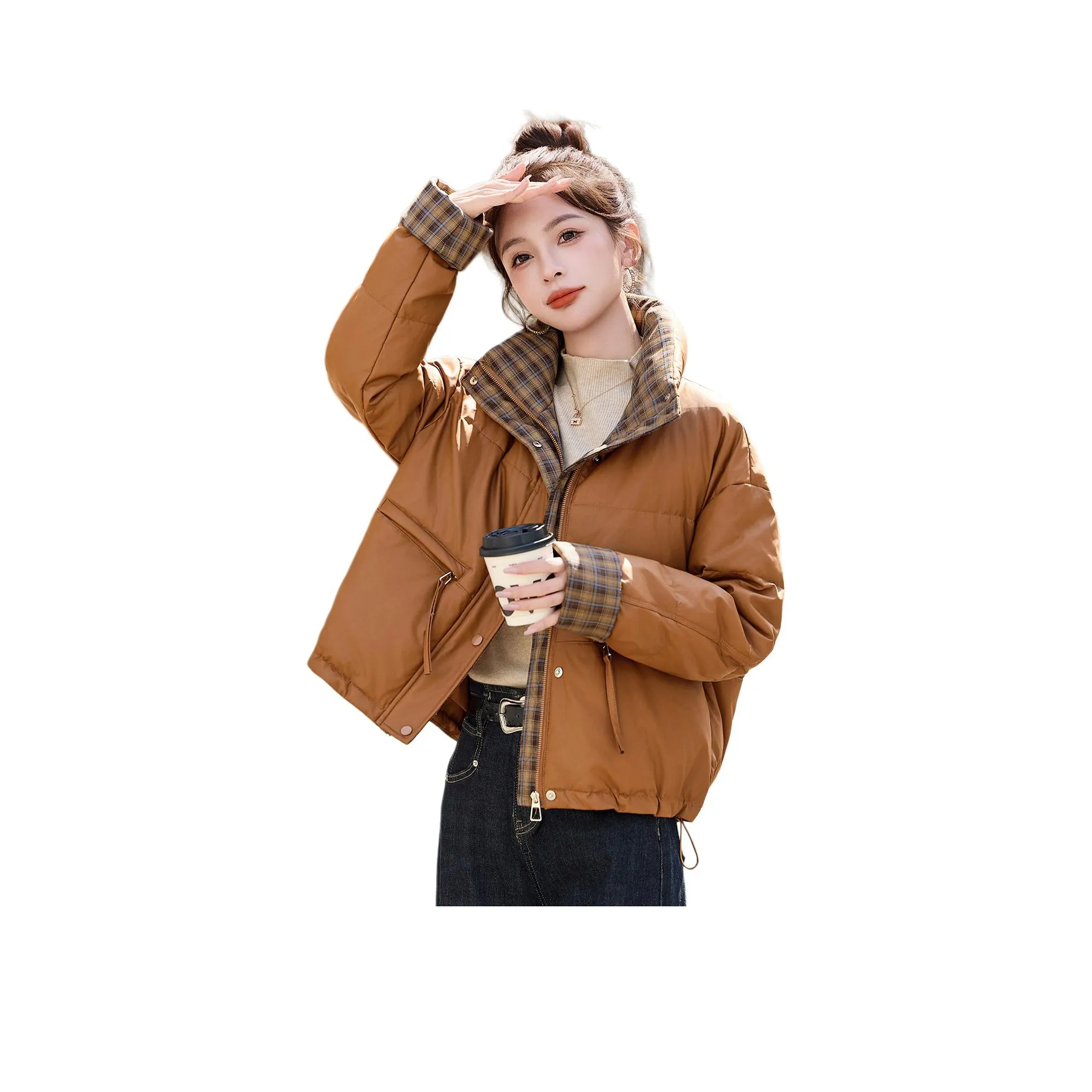 YIMENGYUAN Кожа Куртка Женская