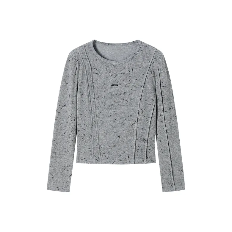 Still Quiet Модный Удобный Похудение Круглый вырез Длинный рукав Т-рубашка Женская