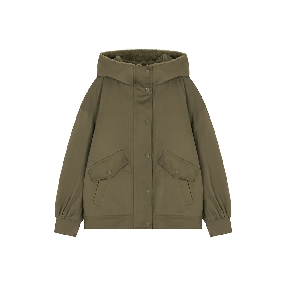 Mo Han Yi Mei PARKA Пальто Женское Зеленый Кофейный