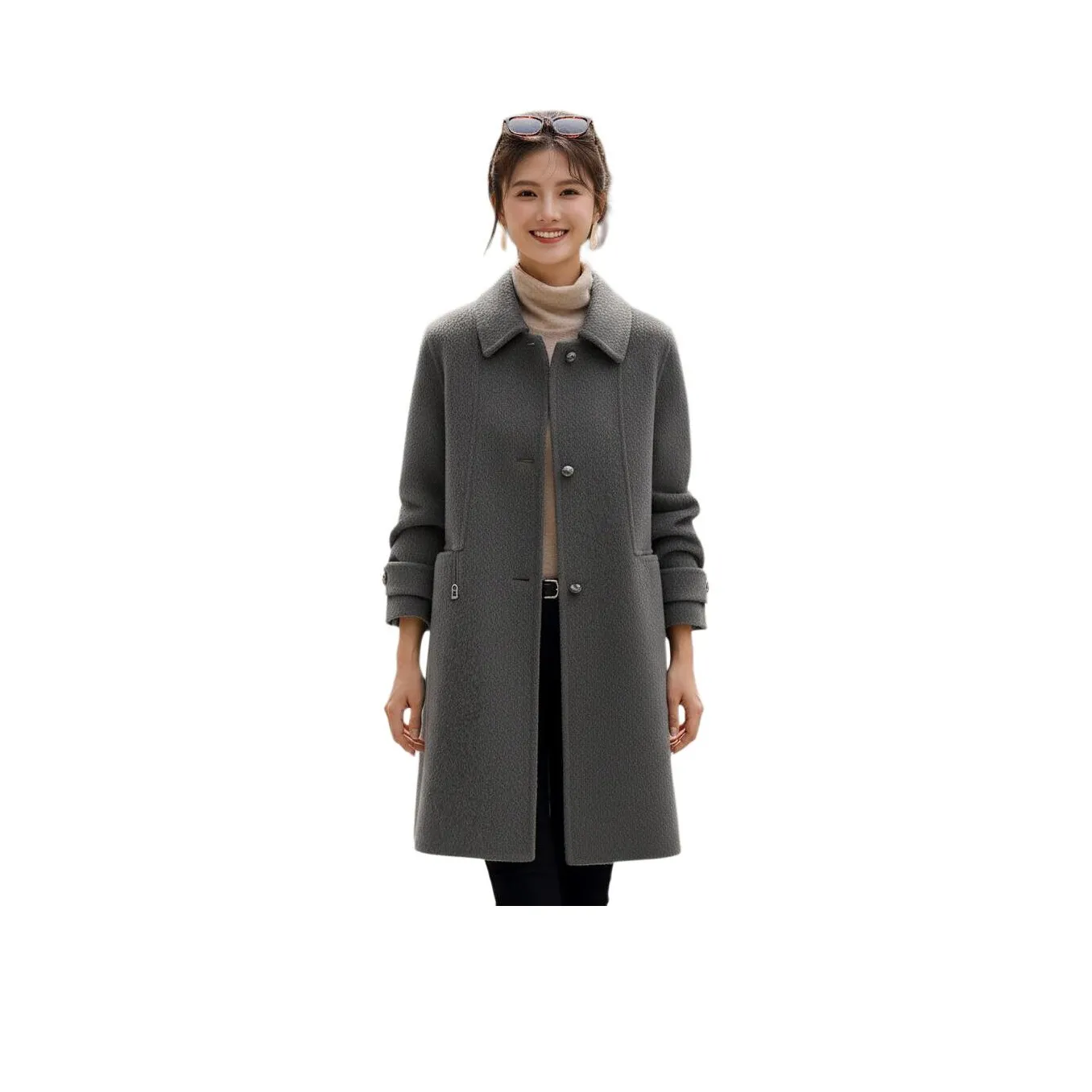 XWI Классическое Серое Женское Пальто