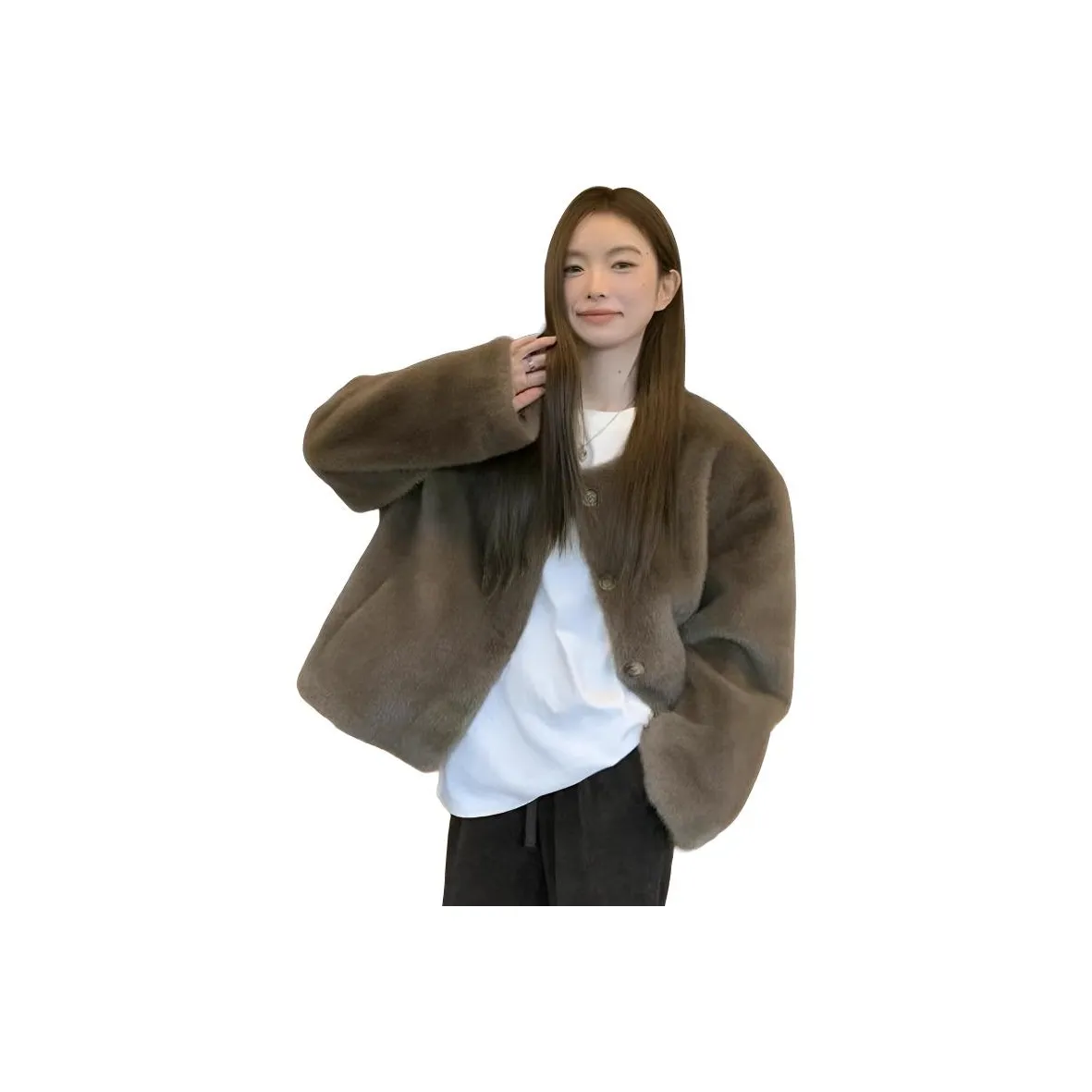 MORTEN SOLUM Кофе Мех Пальто Женское Пальто