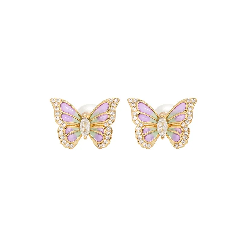 Британский музей Синтетический кубический цирконий Искусственная жемчужина Серьги-гвоздики Женские