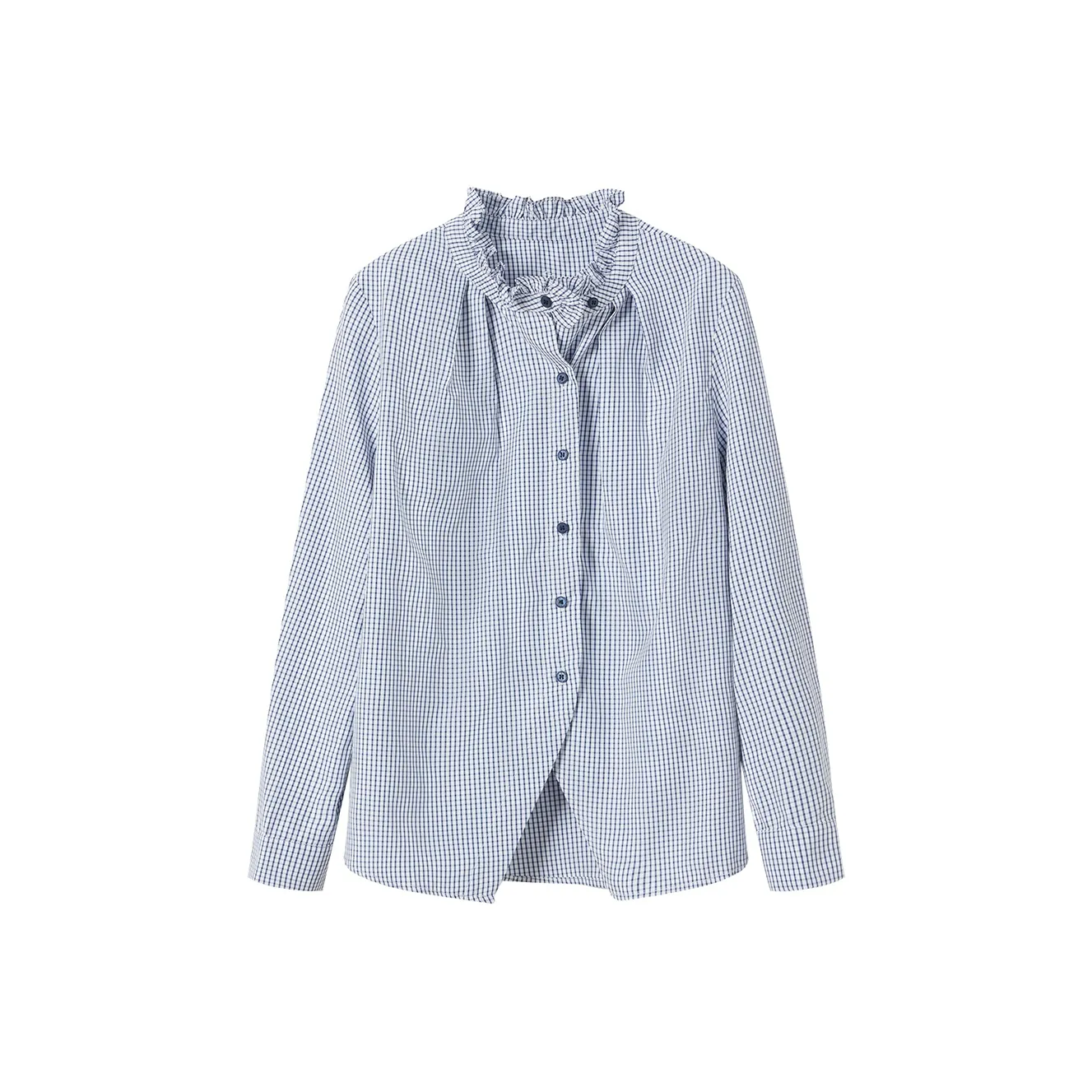 SHANGJING Синие Белые Клетчатые Рубашки для Женщин