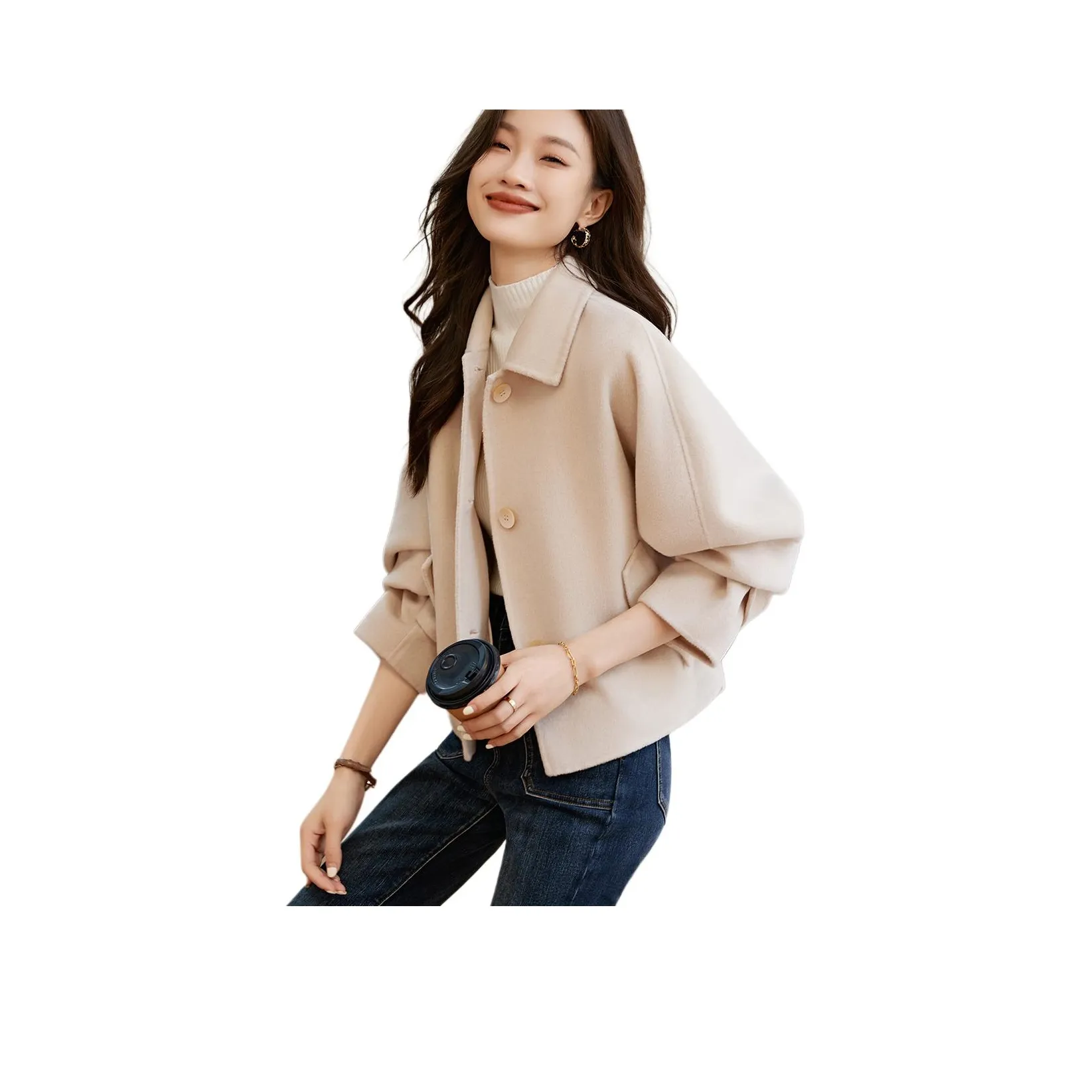 MOHANYIMEI Овсяное Женское Пальто