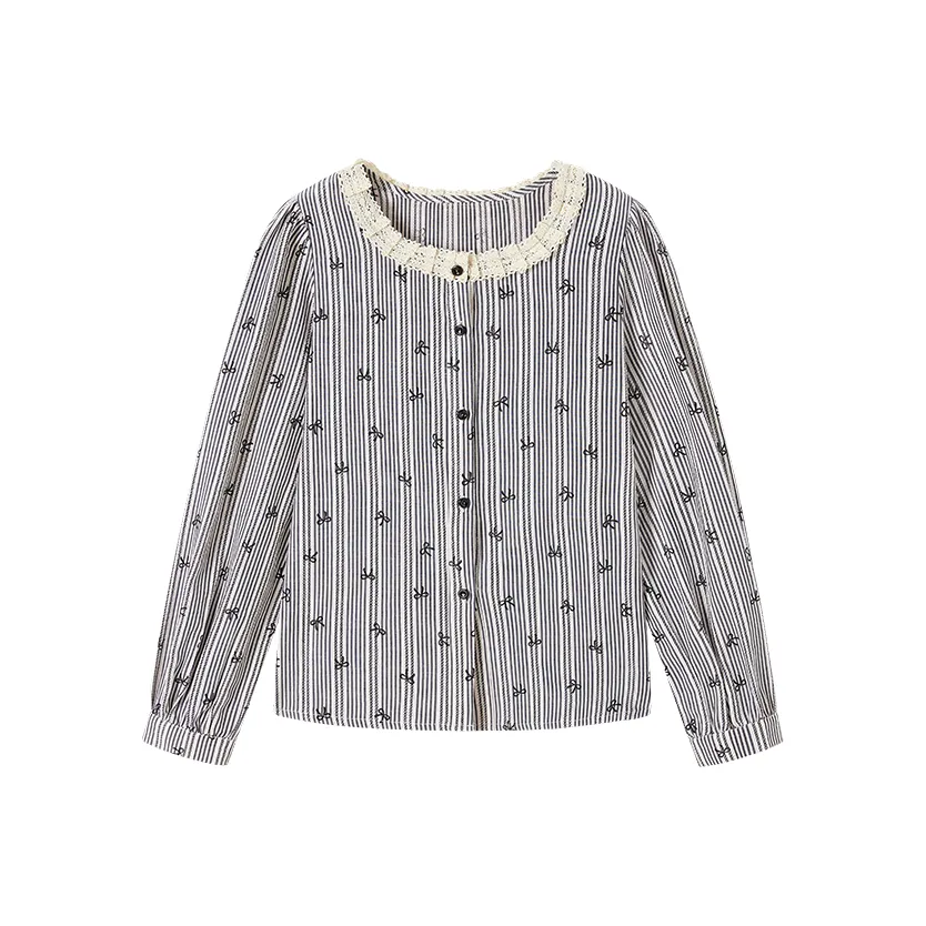 SHANGJING Черно-белые полосы Женские Рубашки