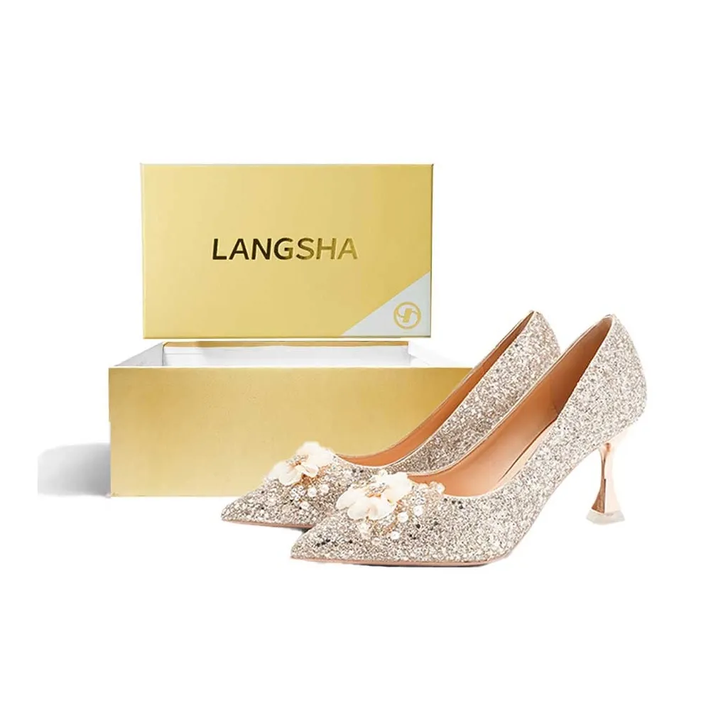 Lanza Премиум Женская Французская Свадебная Обувь Свадебное Платье Элегантность Стразы Без Подкладки Узкий Каблук