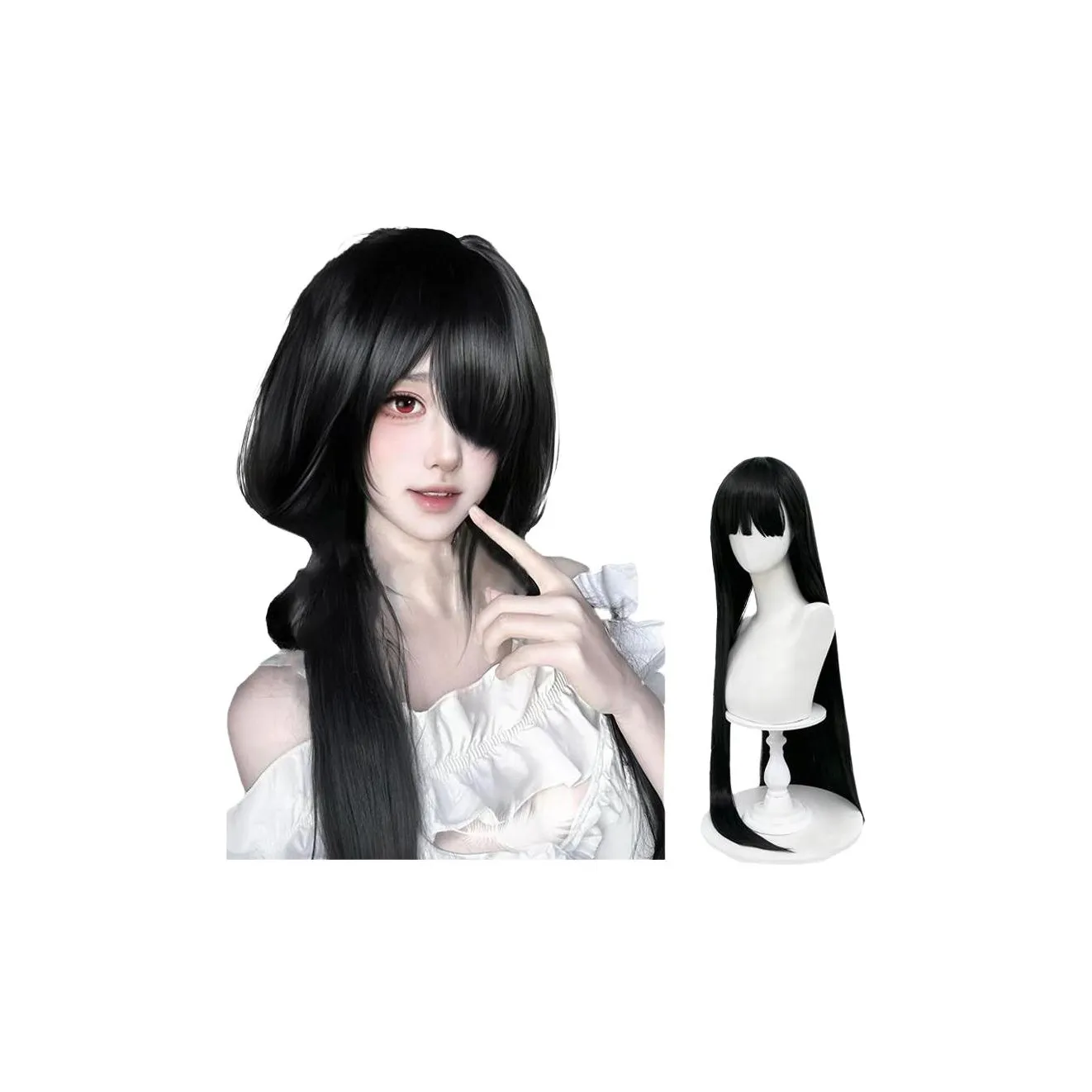 Northward Incline Черный длинный Straight Лолита Стиль Женская Перука COS Куруми Токисаки Черная 1 метр Date A Live