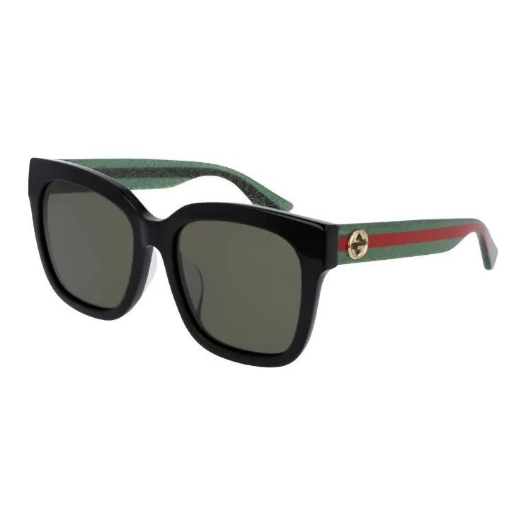 GUCCI Пластик Резина Квадратные Солнцезащитные Очки Унисекс Черные