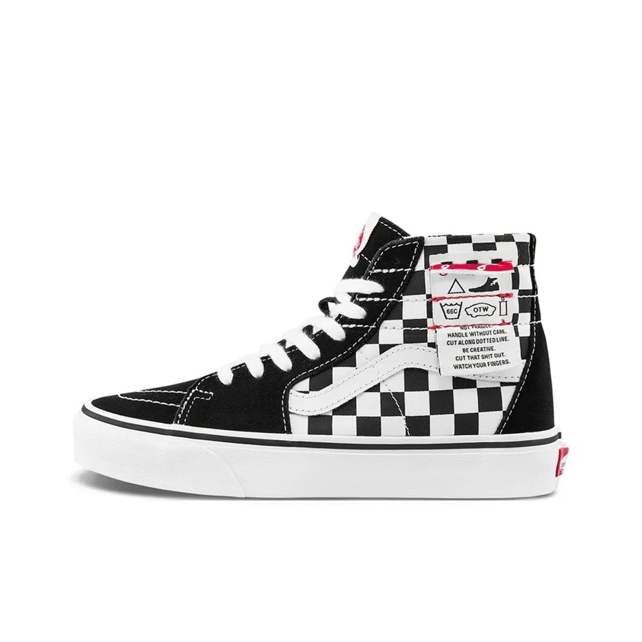 Vans SK8 HI Клетчатый Износостойкий Легкий и Дышащий Высокие Кроссовки для Скейтбординга Унисекс Черный Белый