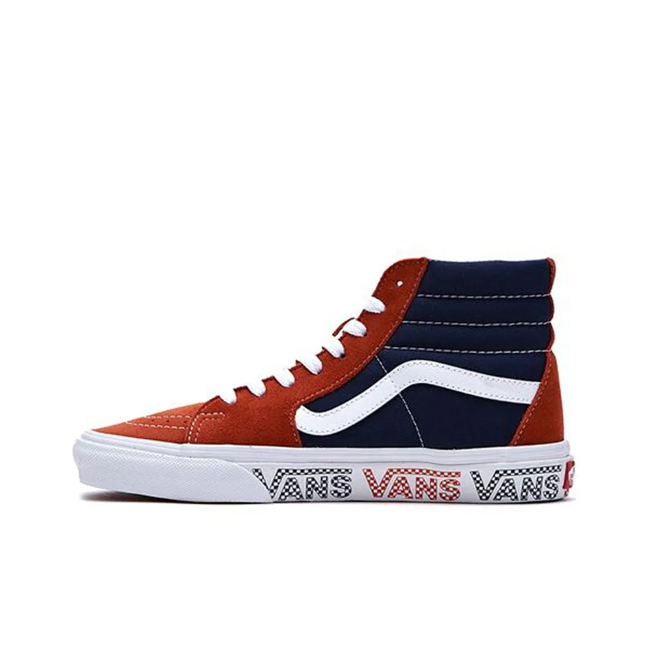VANS SK8 High Топ Скейтборд Кроссовки Унисекс Оранжевый Синий Пэчворк