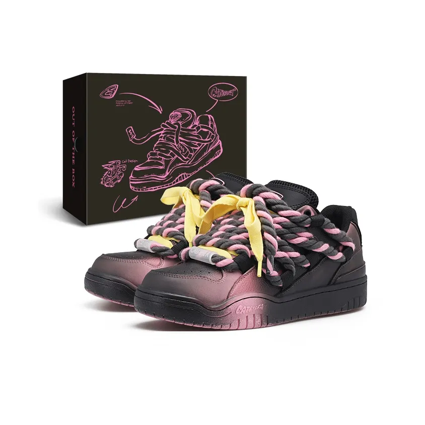 Cat&Sofa Skateboard Shoes Unisex Low Top Pink
