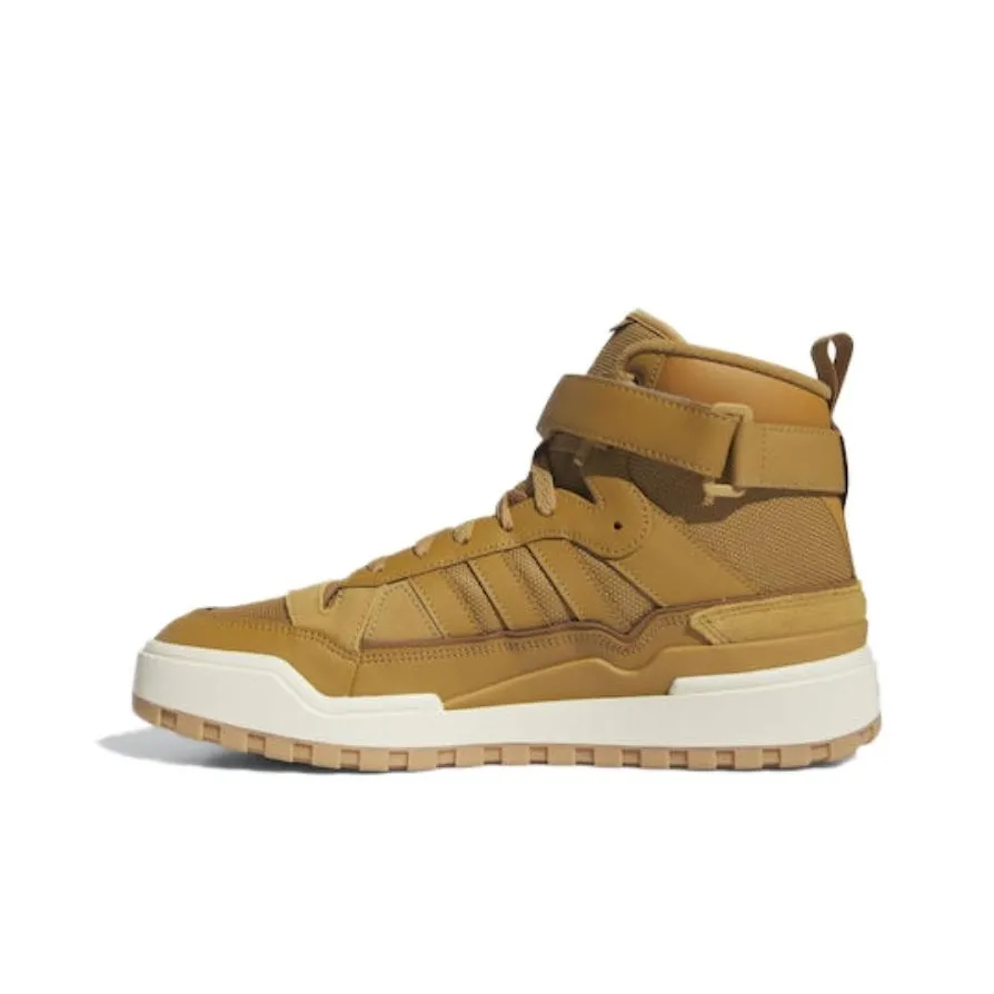Adidas Originals FORUM Skateboard Shoes Unisex High Top Brown Yellow
