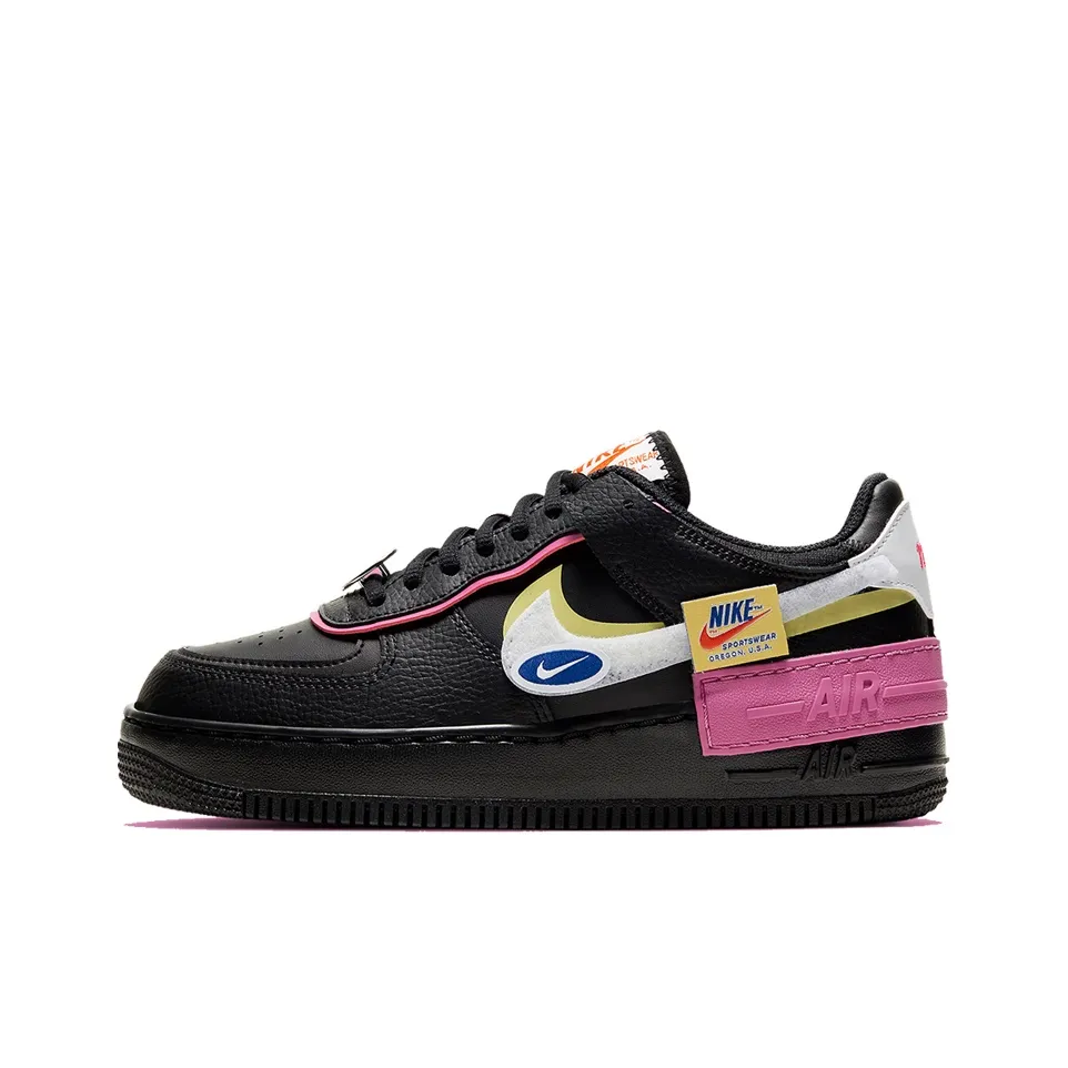 Nike Air Force 1 Skateboard Shoes Women's Low Top Black White Pink