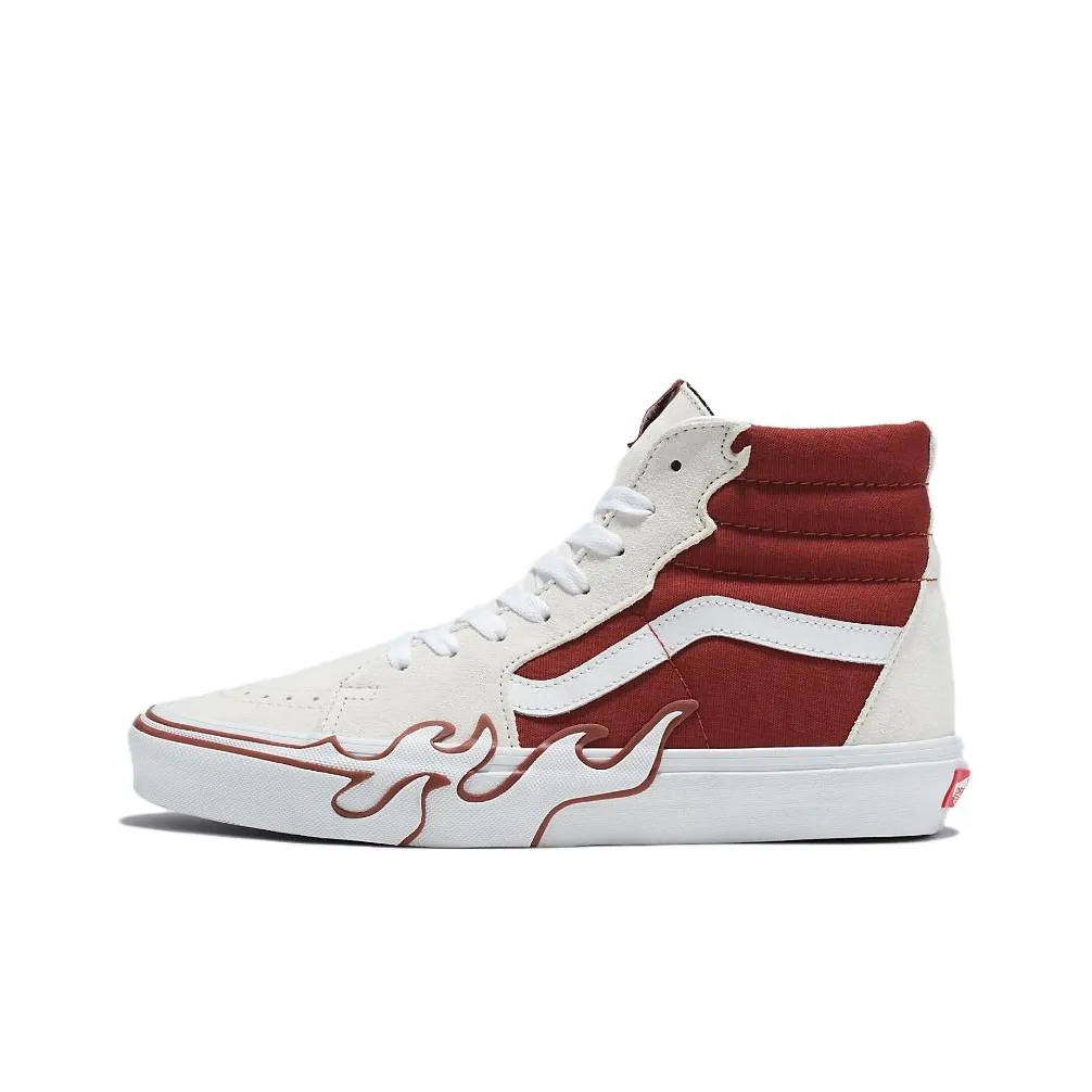 VANS SK8 Пламя Высокие Кроссовки для скейтбординга Унисекс Белый Красный