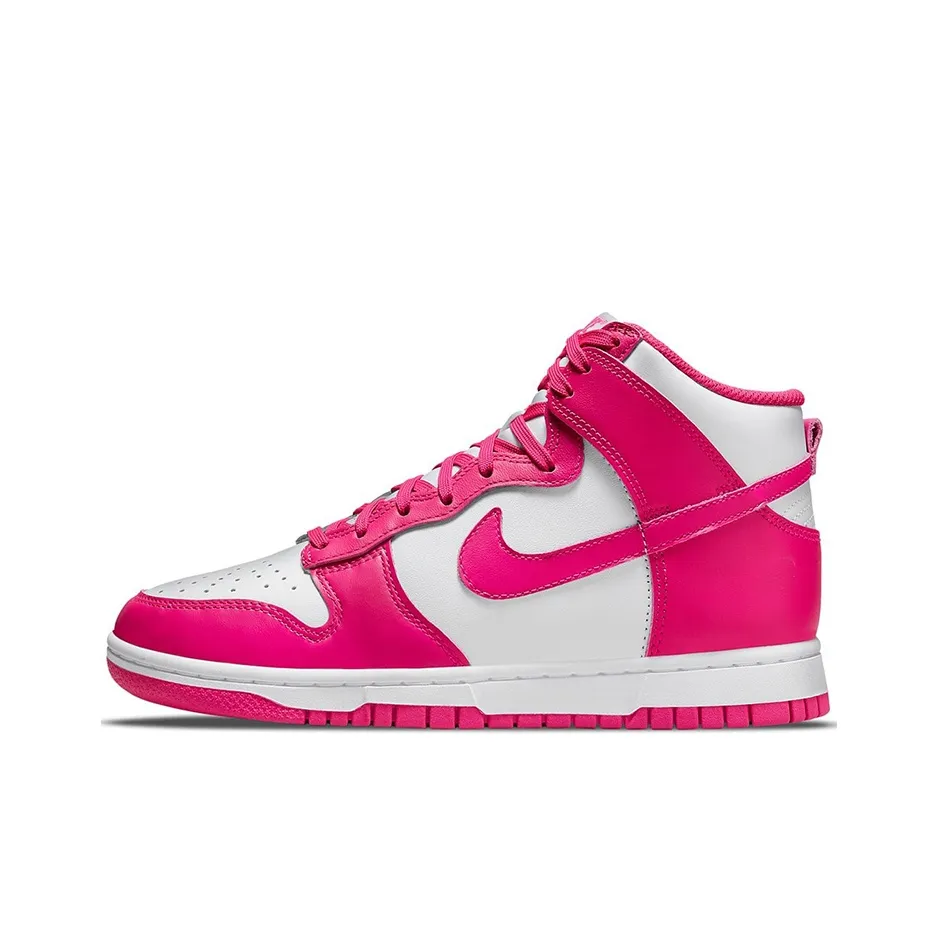 Nike Dunk High 'Розовый Prime' Кожа Удобное Покрытие Противоскользящее Устойчивое к Износу Легкий Высокий Топ