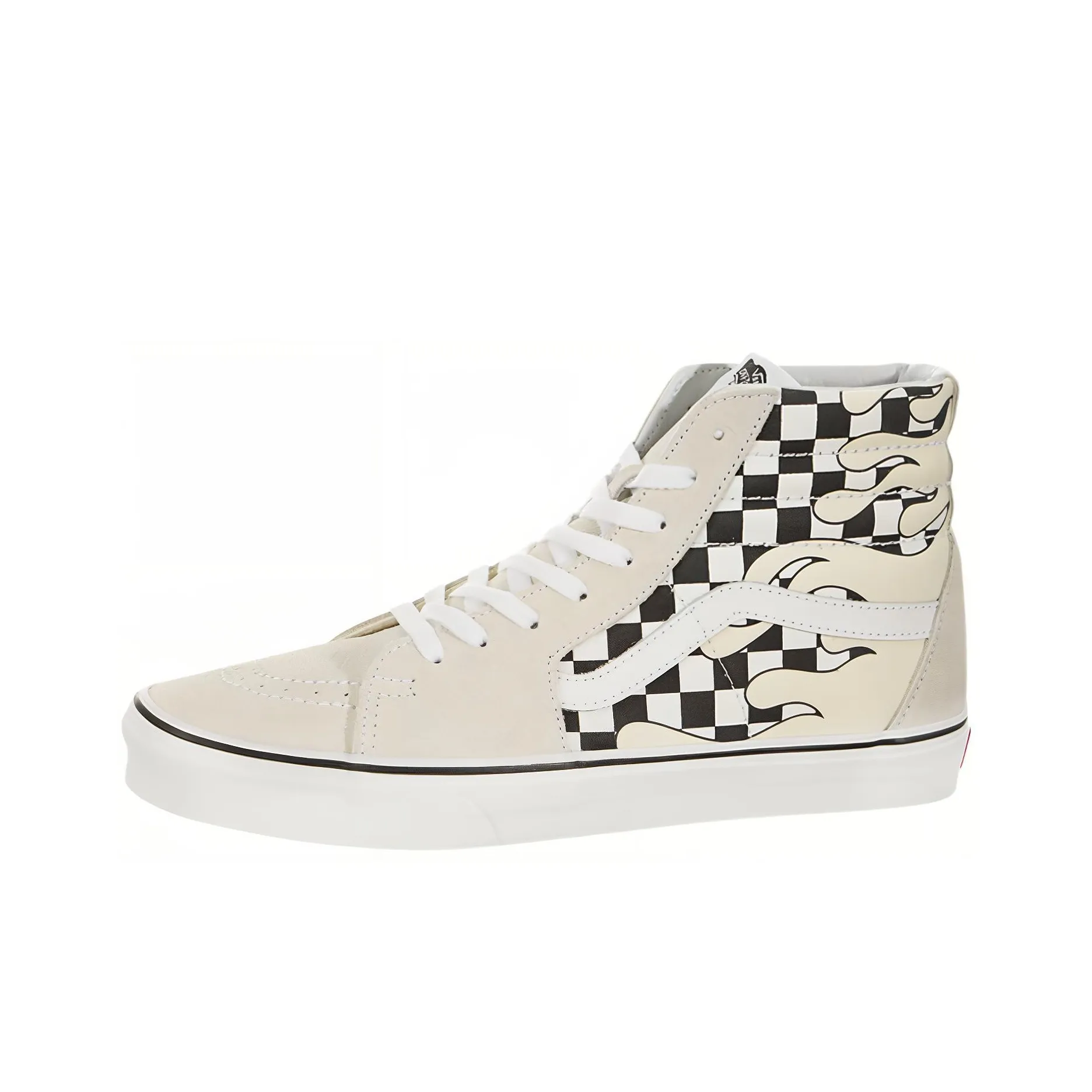 VANS SK8 Checker Flame Высокие Кроссовки для скейтбординга Унисекс Шахматный узор Белый