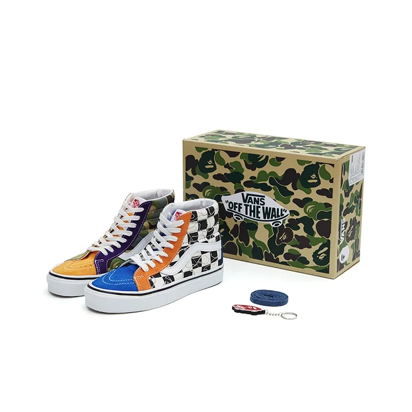 A BATHING APE X VANS SK8 38 DX Высокие Кроссовки для скейтбординга Унисекс Многоцветные