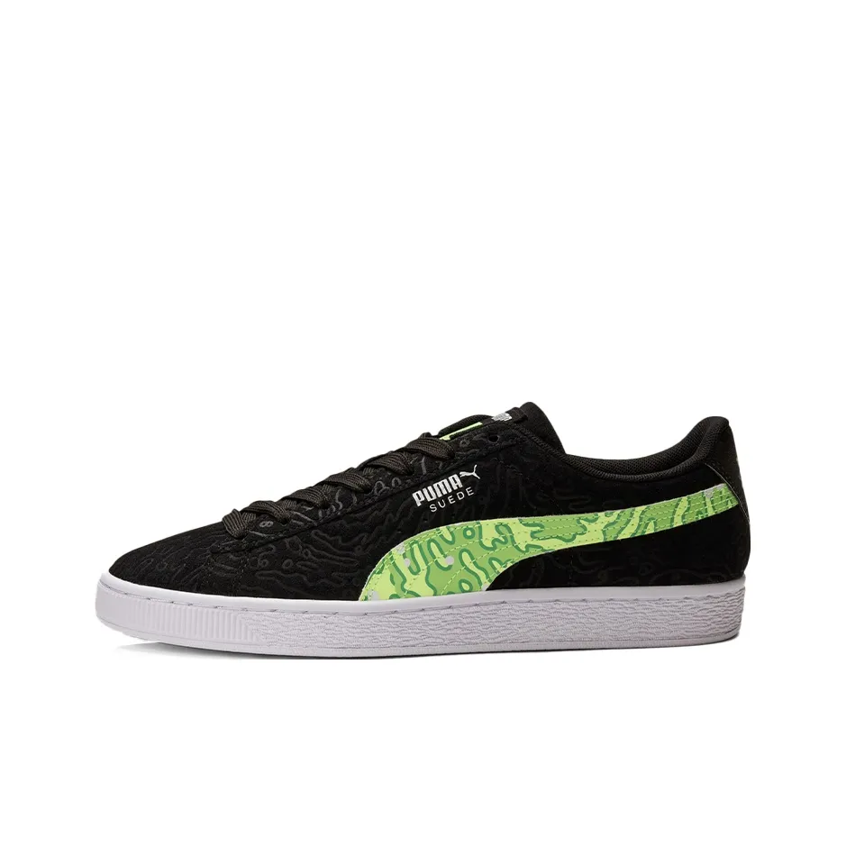 PUMA Suede Series Skateboard Shoes Men Low Top Black/Green/White