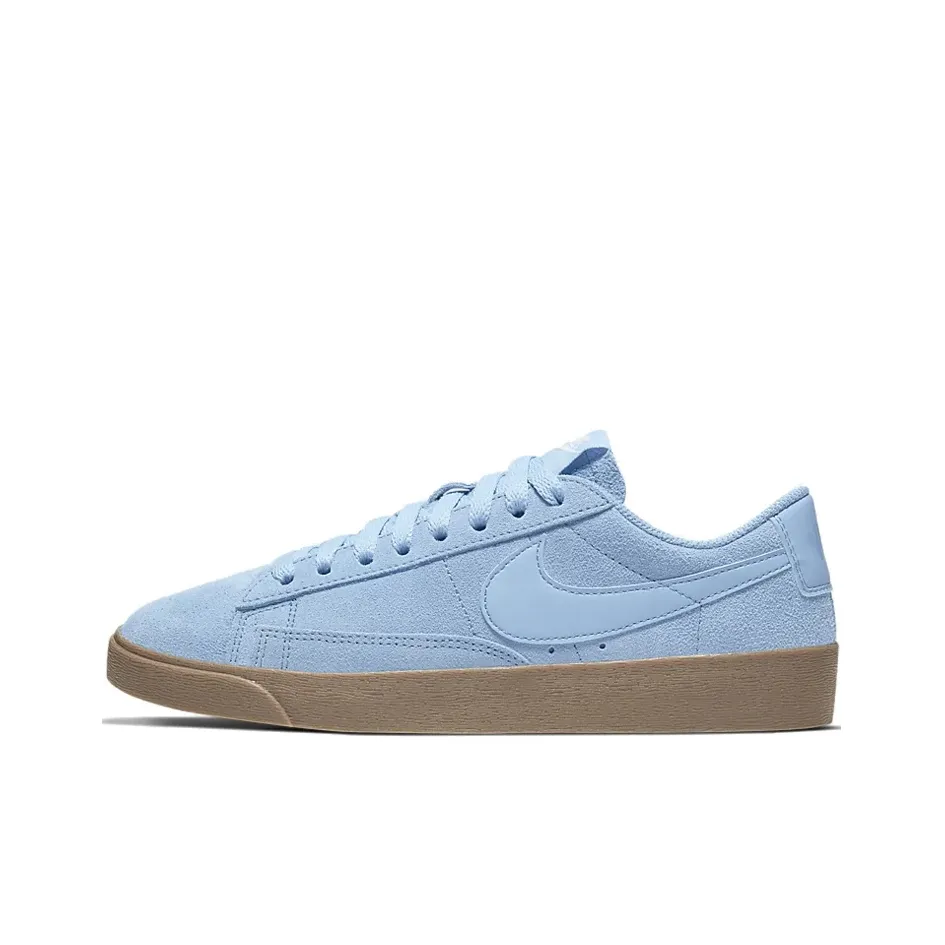 Nike Blazer Винтаж Нескользящие Легкие Низкие Кроссовки для Скейтбординга Женские Светло-Синие