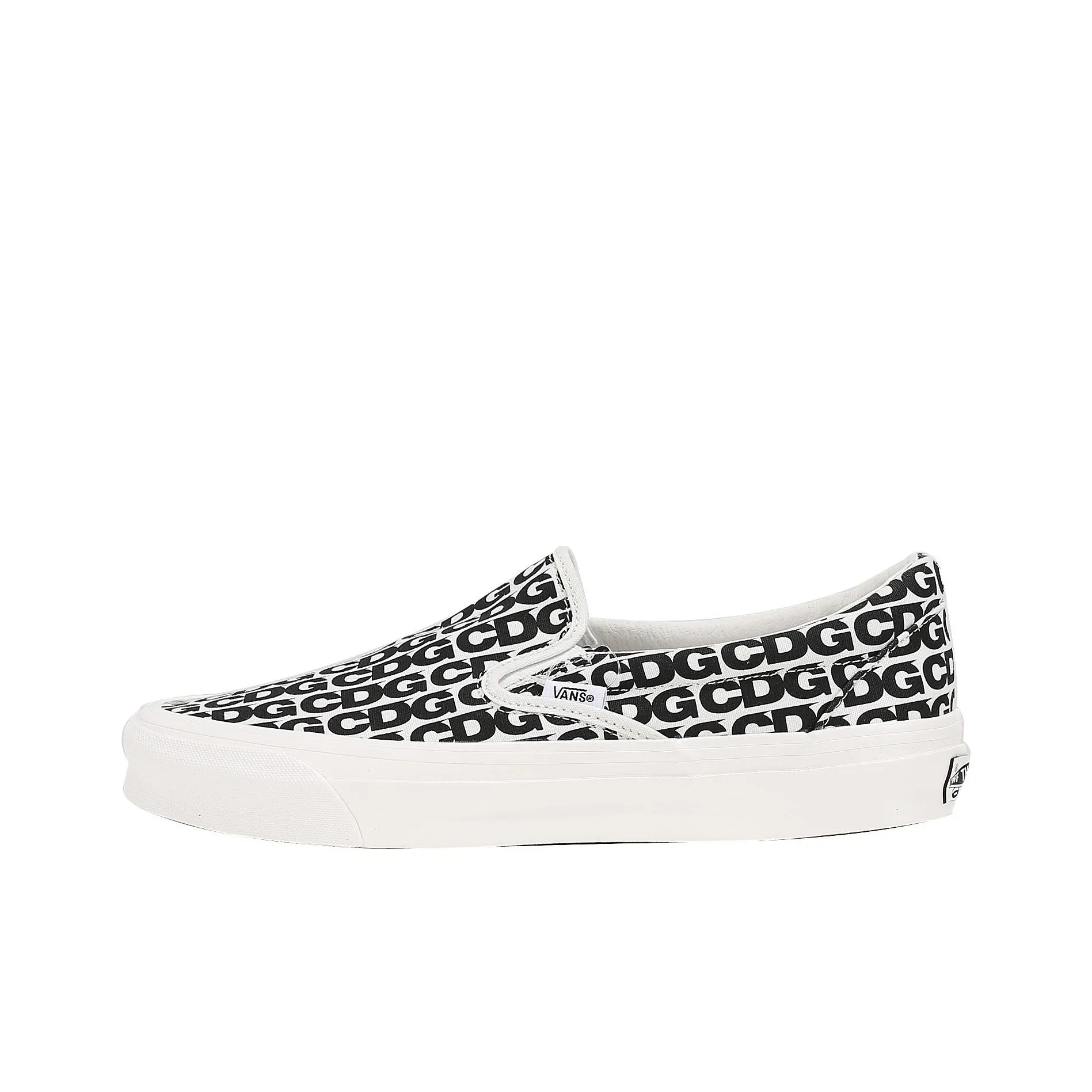 Comme DES Garcons x Vans Slip On Аbrasion Resistant Низкие Кроссовки для скейтбординга Унисекс Белый Черный