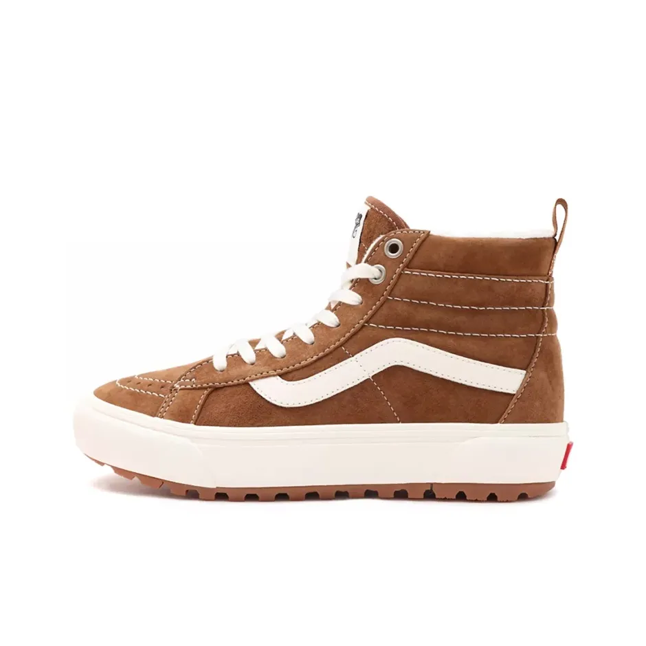 VANS SK8 HI Mte 1 Износостойкий и Легкий Высокий Топ Скейтборд Кроссовки Унисекс Коричневый Белый