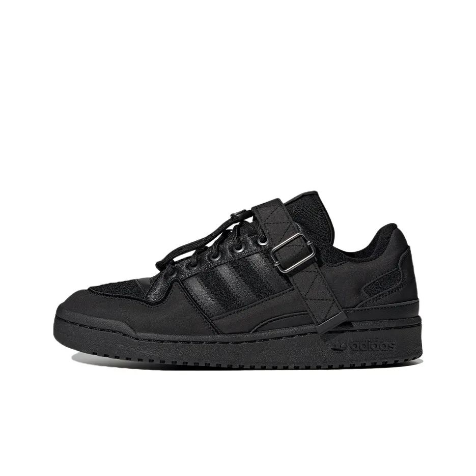 Adidas Originals FORUM Low Кожа Удобные и Модные Низкие Кроссовки для Скейтбординга Унисекс Черные
