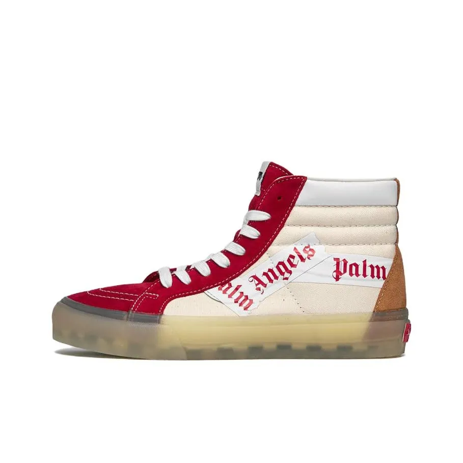 Palm Angels X Vans SK8 Skateboard Shoes Unisex High Top White/Red/Brown