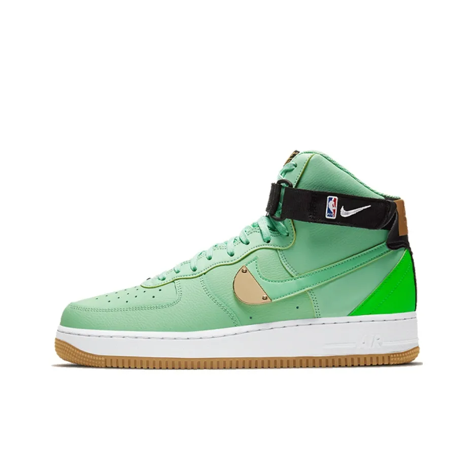 NBA x Nike Air FORCE 1 Покрытие Slip-Resistant High Top Скейтбординг Кроссовки Мужские Зеленый Белый