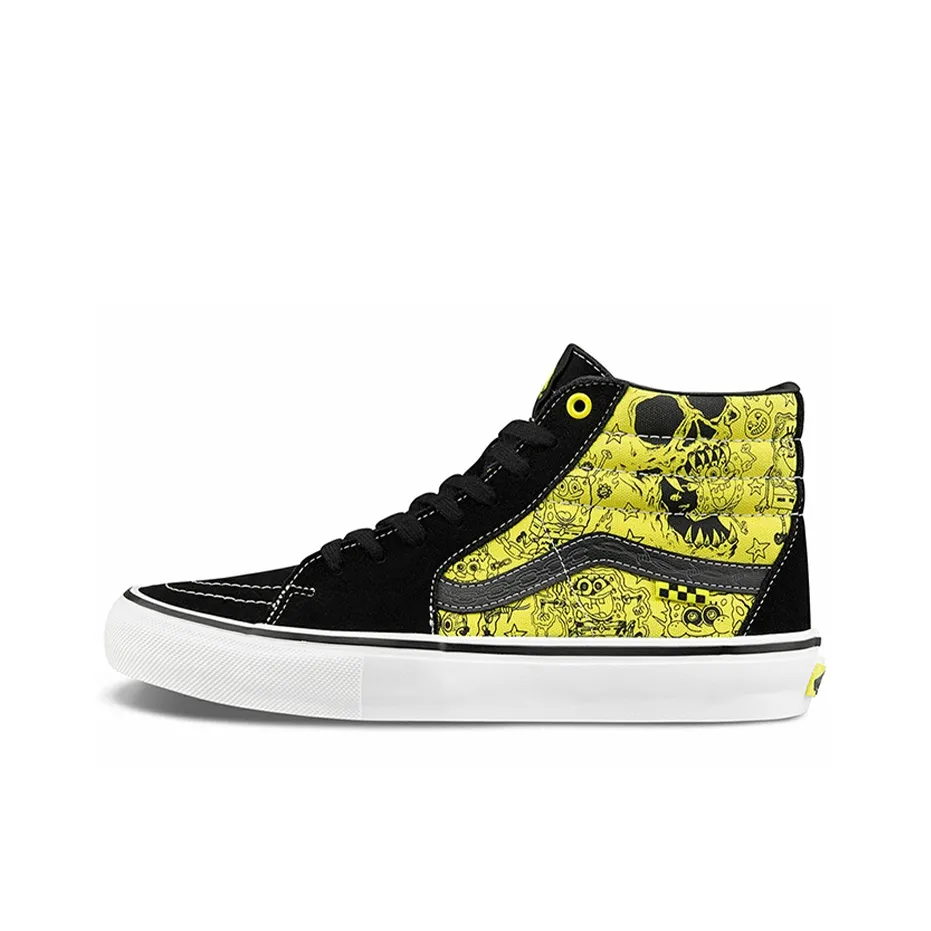 SPONGEBOB SQUAREPANTS x Vans SK8 High Скейтборд Кроссовки Унисекс Черный Желтый