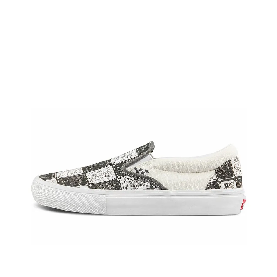 Daniel Johnston x VANS Slip-on Low Top Skateboard Shoes Unisex Gray White Checkerboard
