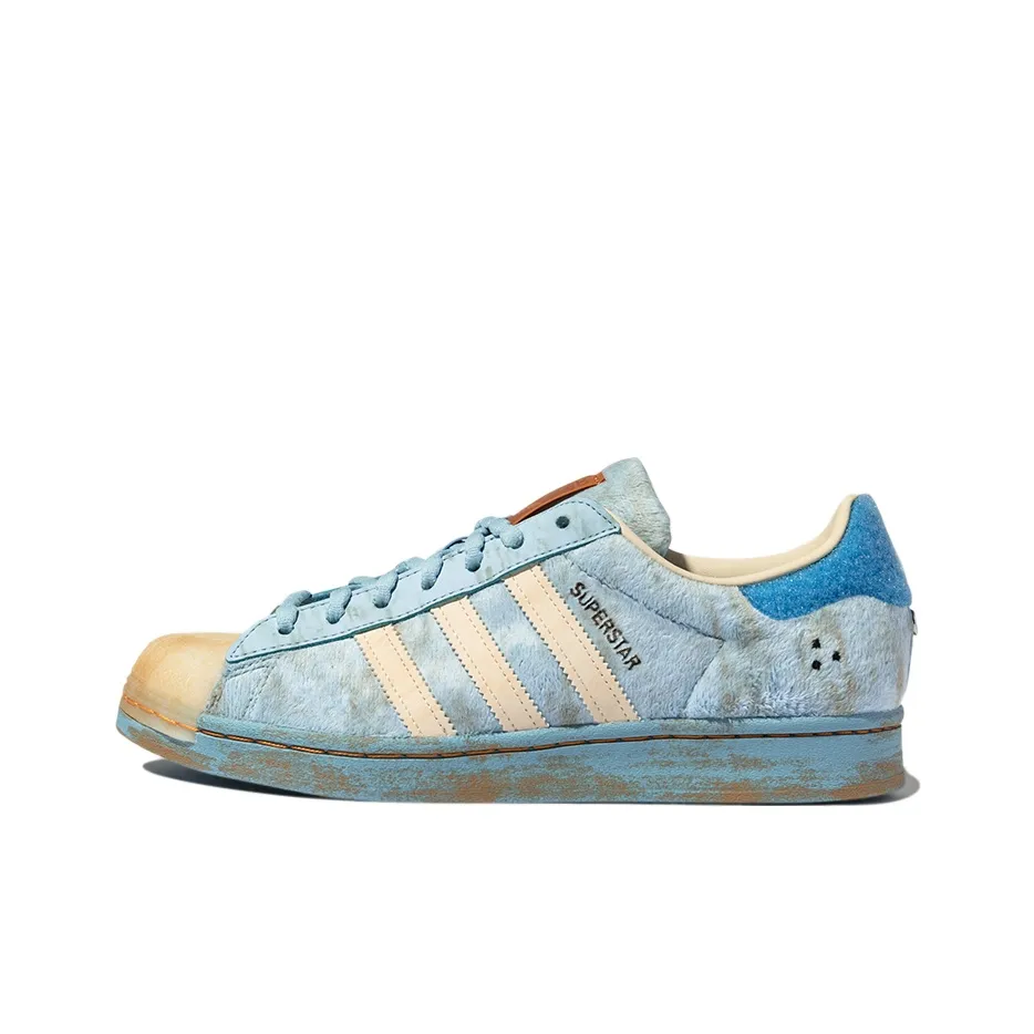 Melting Sadness X Adidas Originals Superstar Skateboard Shoes Unisex Low Top Clear Blue/Light Beige/Orange Yellow