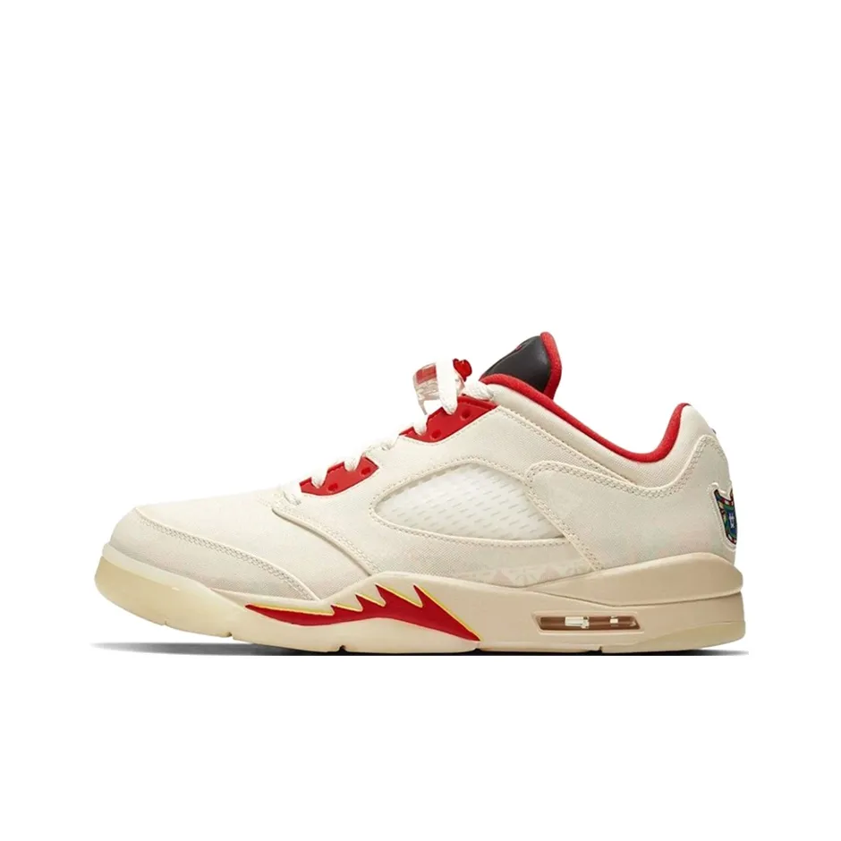 Jordan Air Jordan 5 Vintage Basketball Shoes Unisex Low Top White/Red