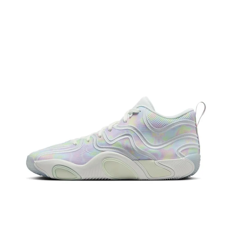 Джордан Tatum 3 противоскользящие устойчивые к истиранию MID мужские баскетбольные кроссовки белый розовый