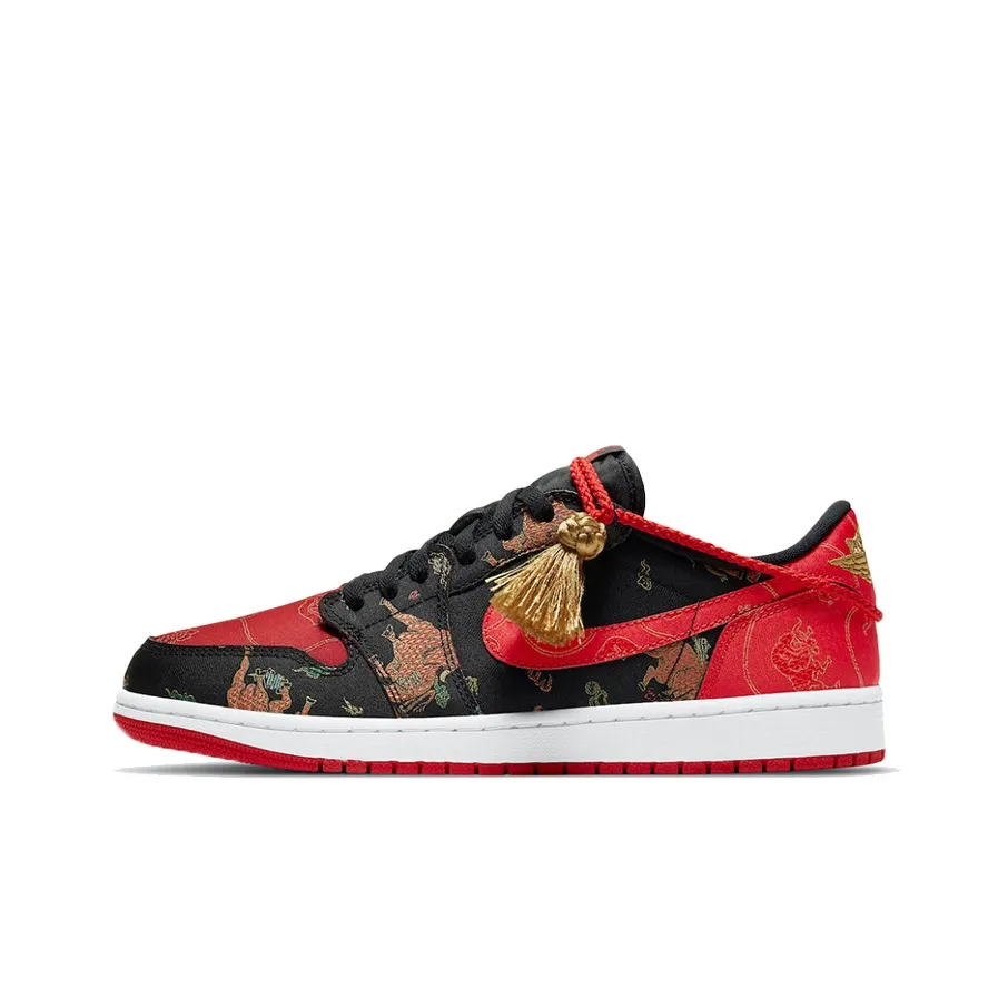 Jordan Air Jordan 1 Vintage Basketball Shoes Unisex Low Top Black/Red/Gold