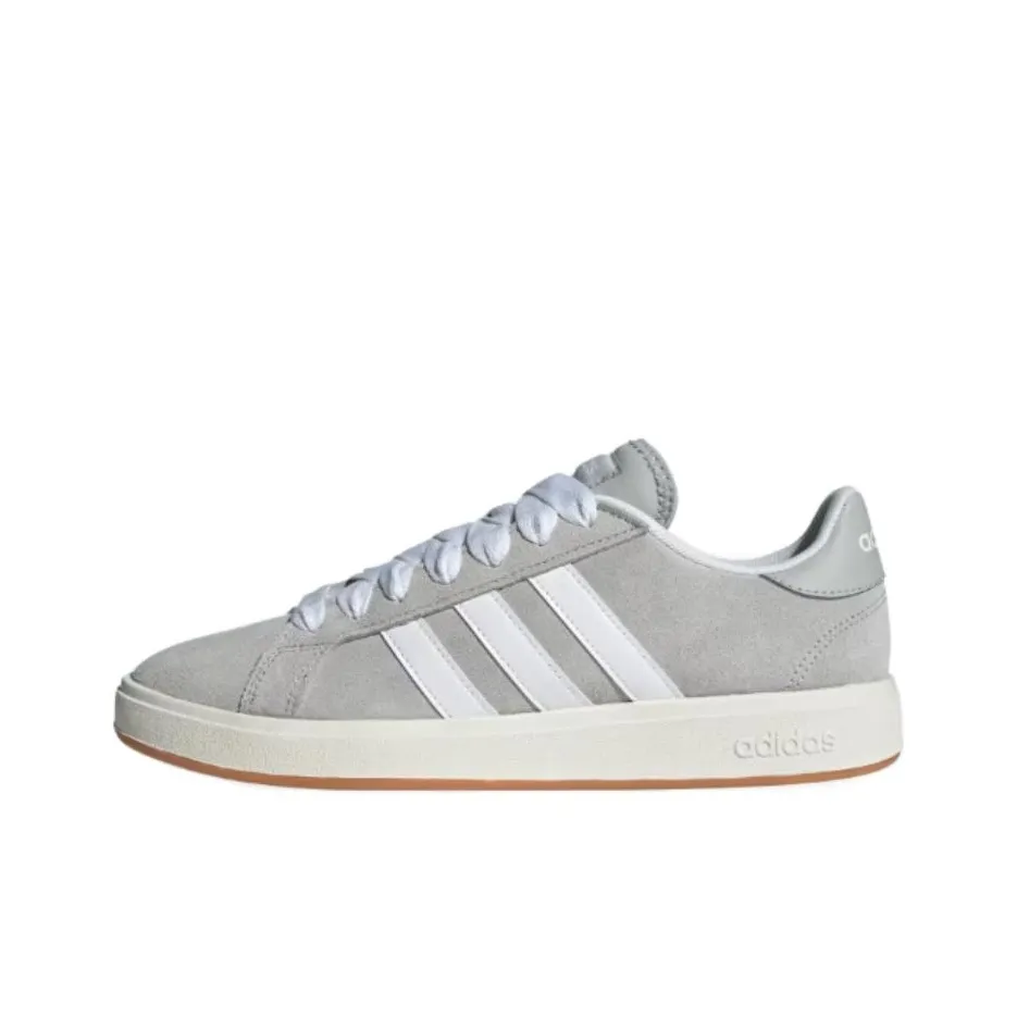 Adidas Grand Court Base 00s Skateboard Shoes Unisex Low Top Light Gray/White/Resin Yellow