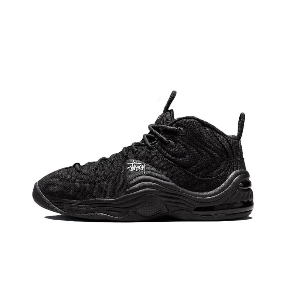 Stussy X Nike Air Penny 2 Vintage Basketball Shoes Unisex Low Top Black/White