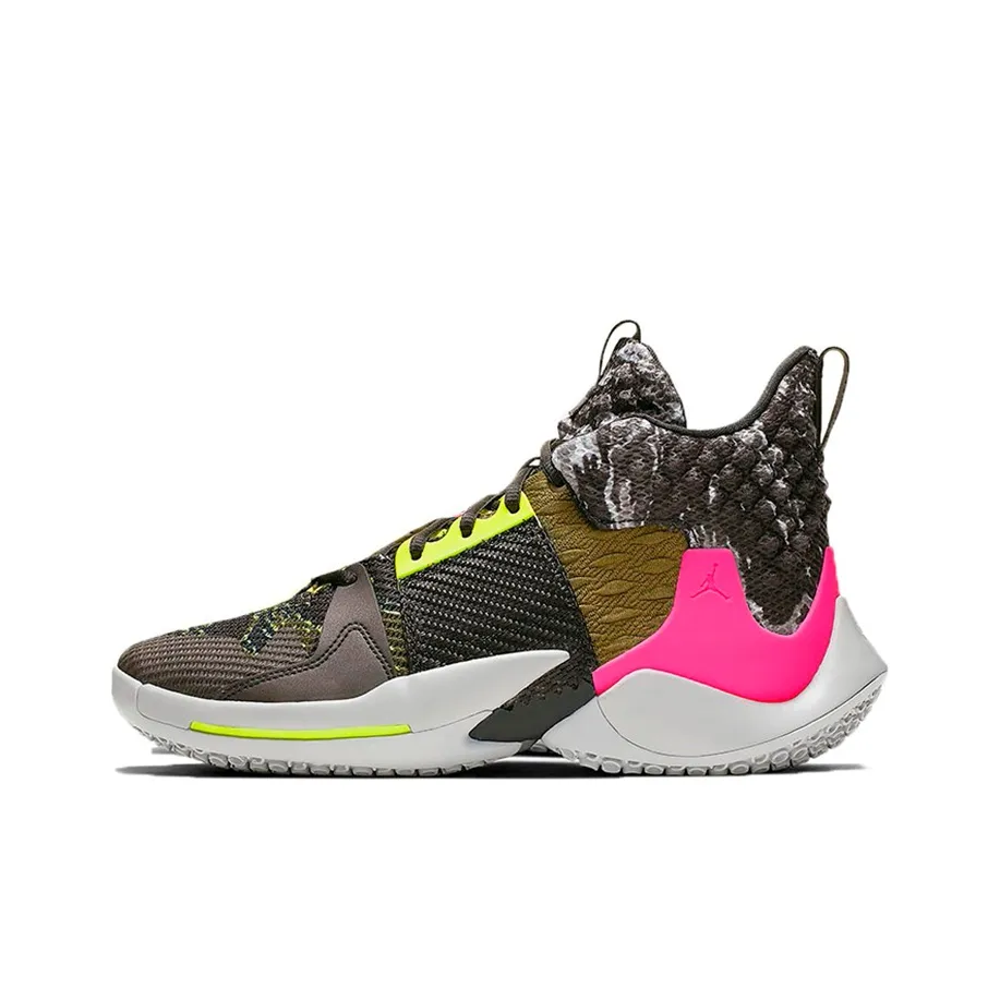 Jordan Why Not Zer0.2 Basketball Shoes Men Mid Top Pink/Brown/Black/Yellow