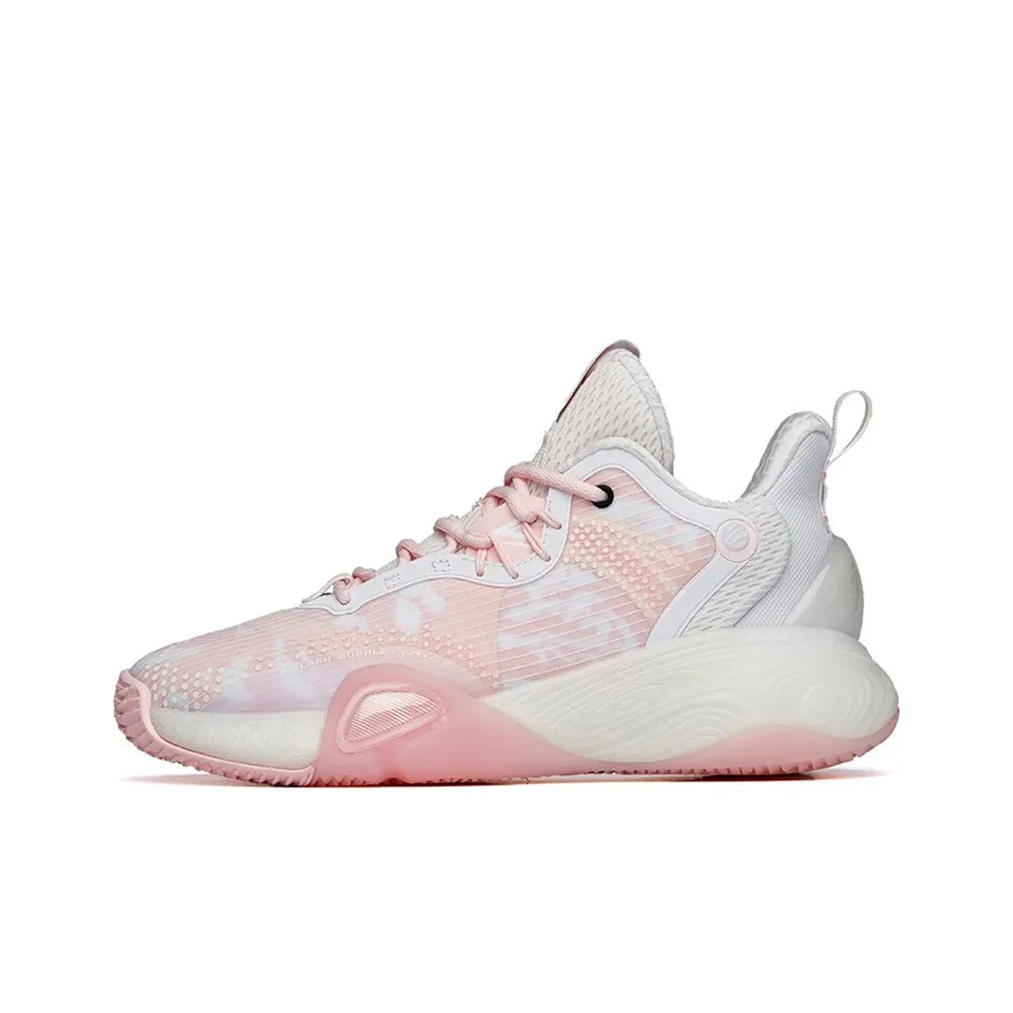 ANTA Bubble Bomb Basketball Shoes Women's Mid Top Apricot Blossom Pink/Ivory White