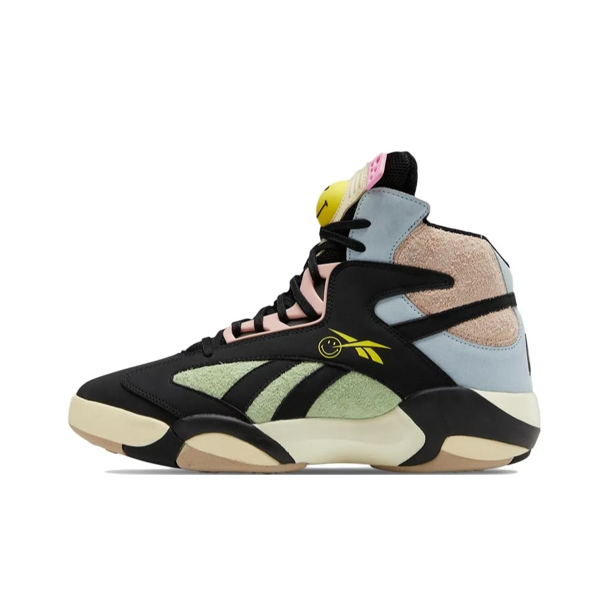 SMILEY x Reebok Shaq Attaq High Топ Винтажные Баскетбольные Кроссовки Черный Синий