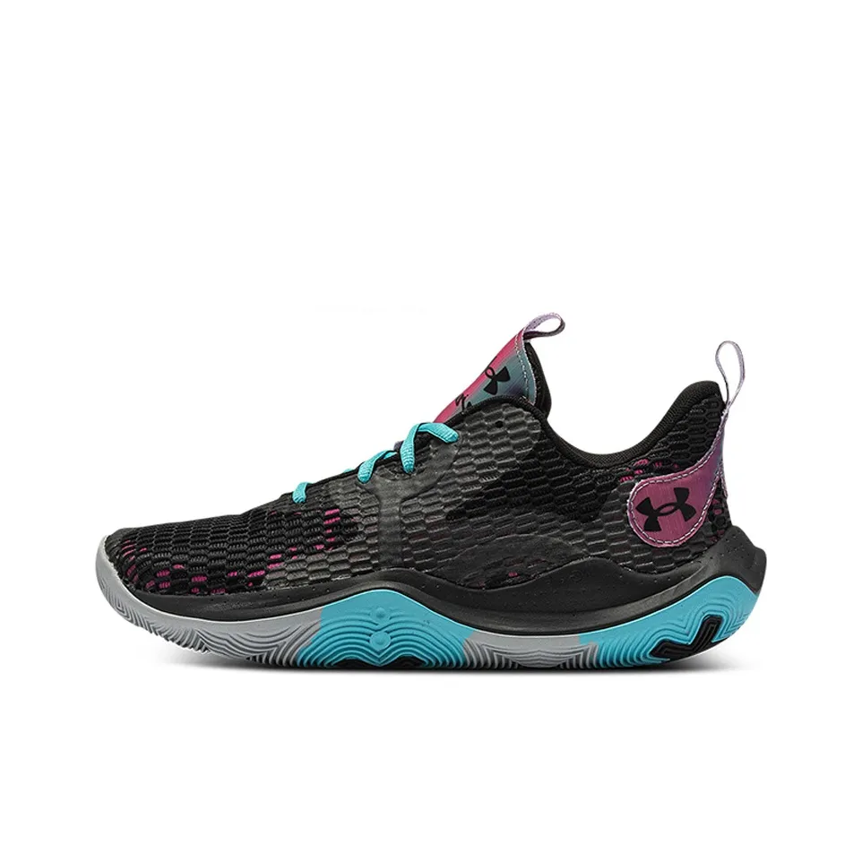 Under Armour Spawn 3 Vintage Basketball Shoes Unisex Low Top Black/Gray/Blue