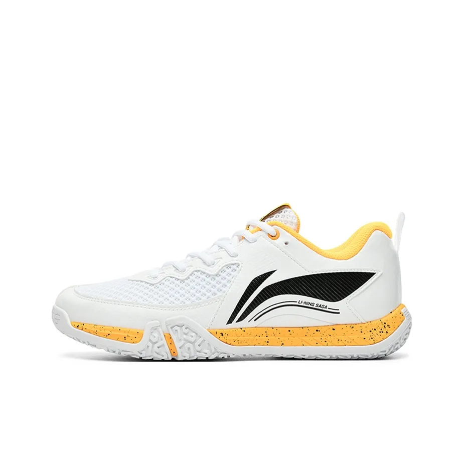 Li NING Saga 2 Lite Резиновая Амортизация Износостойкая Низкая Обувь для Бадминтона Унисекс Белый Желтый