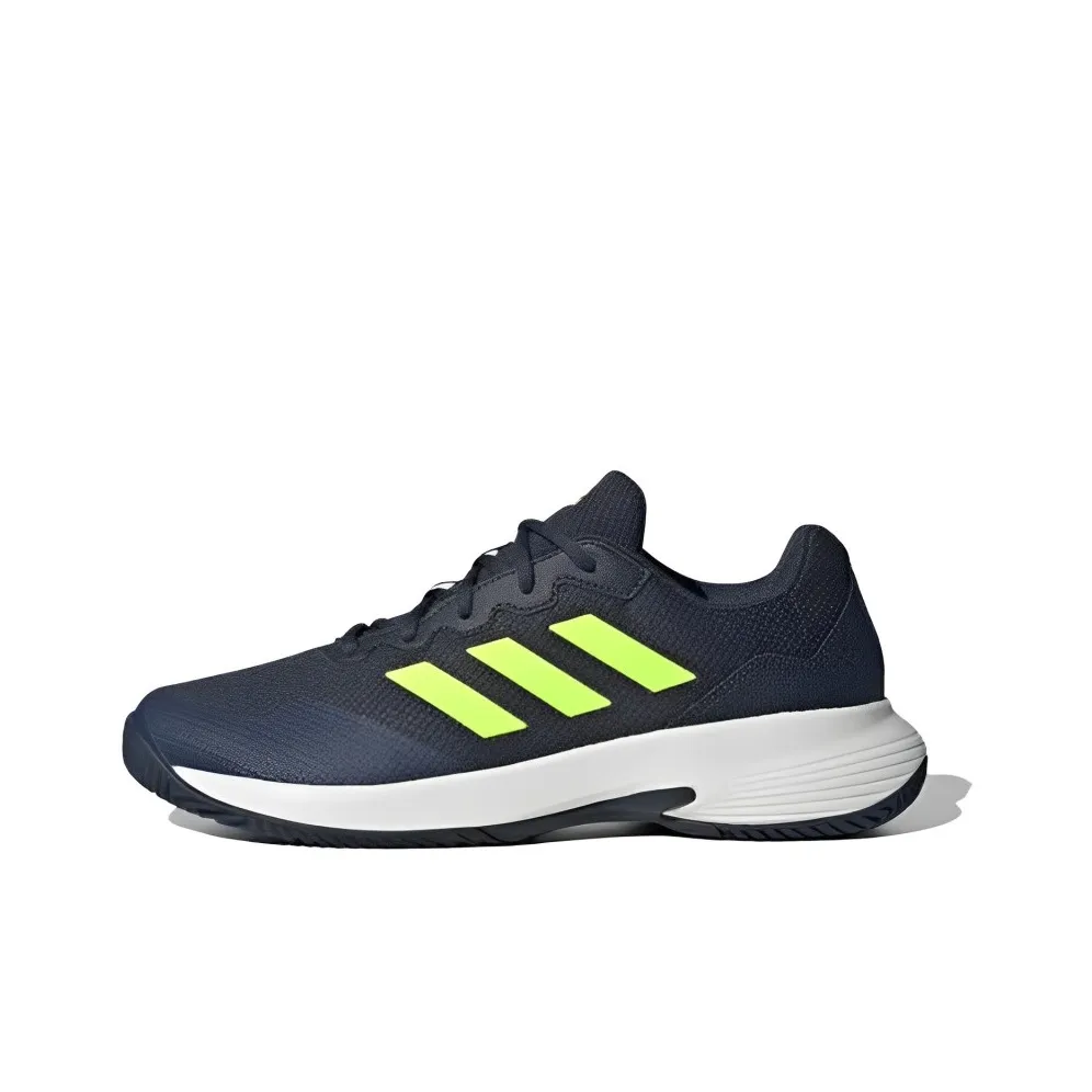 Adidas GAMECOURT 2,0 Противоскользящие Износостойкие Низкие Тенисные Кроссовки Мужские Темно-синий Зеленый
