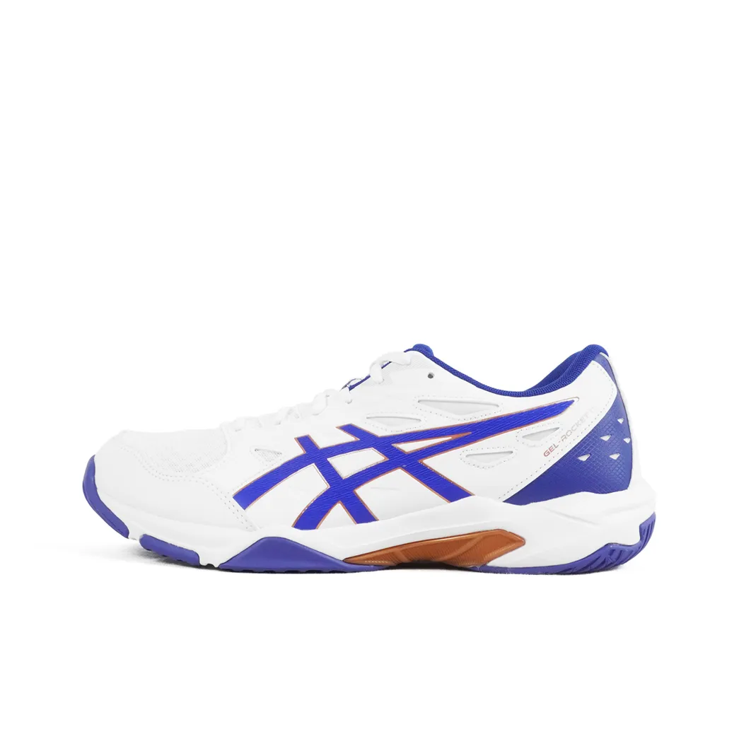 Asics Gel Rocket 11 Удобная Амортизация Низкий Топ Бадминтон Обувь Унисекс Белый Синий