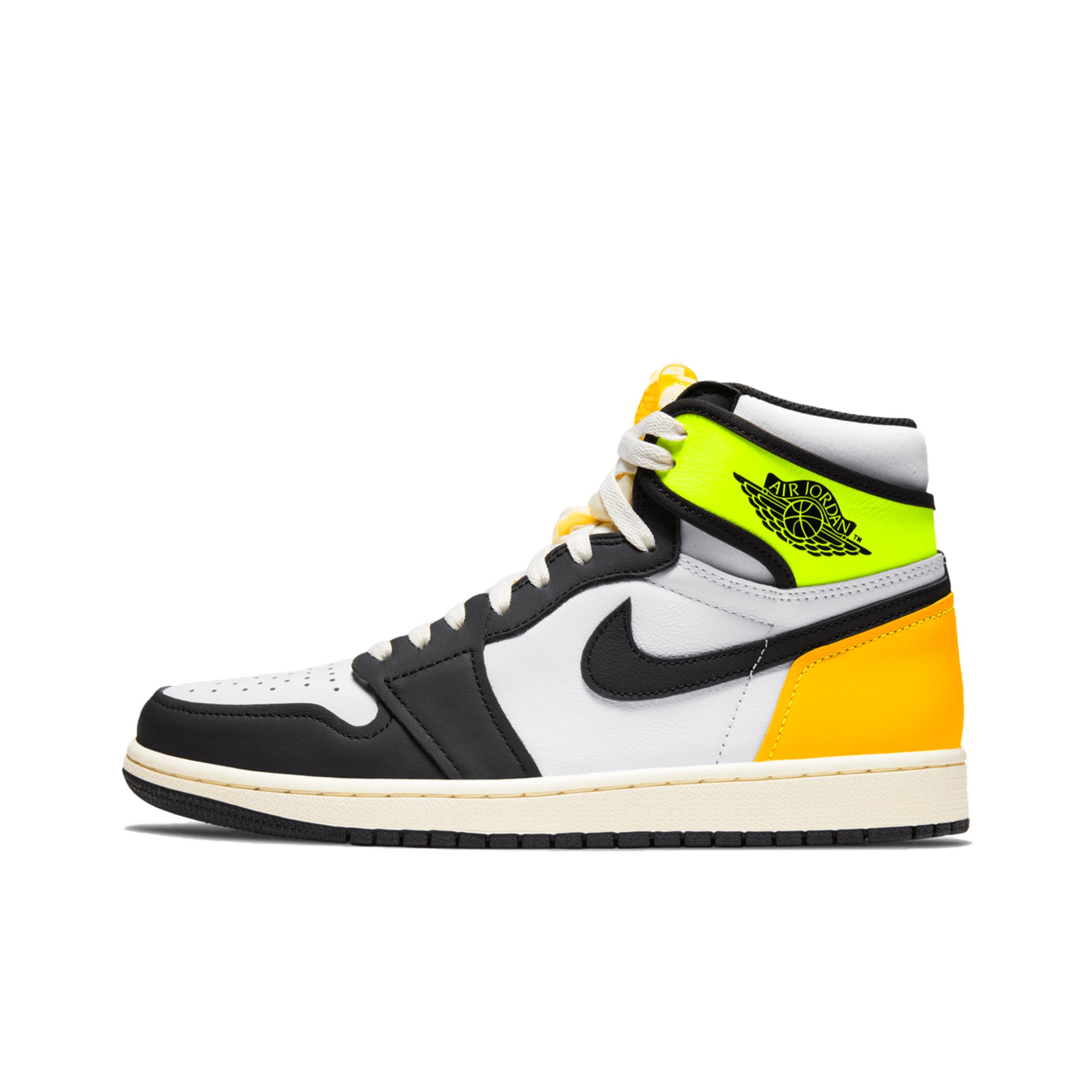 black yellow and white jordans