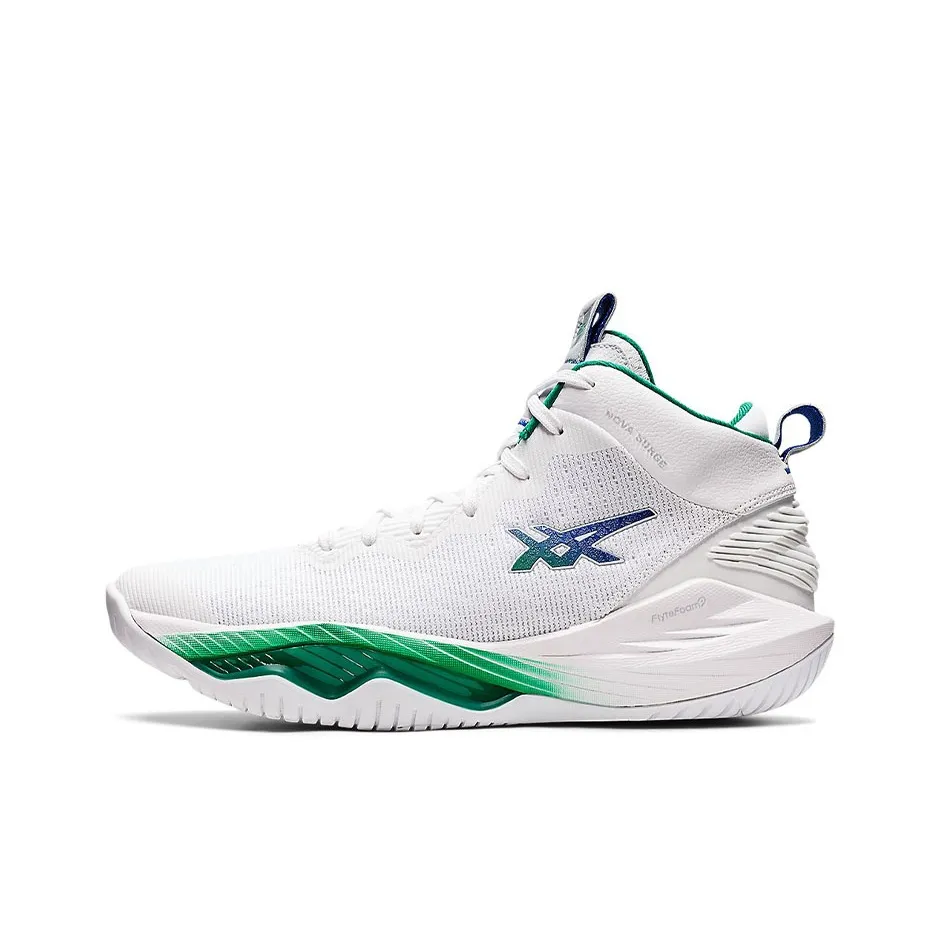 Asics Nova Surge 2 High Топ Баскетбольные Кроссовки для Игры Мужские Белые Зеленые